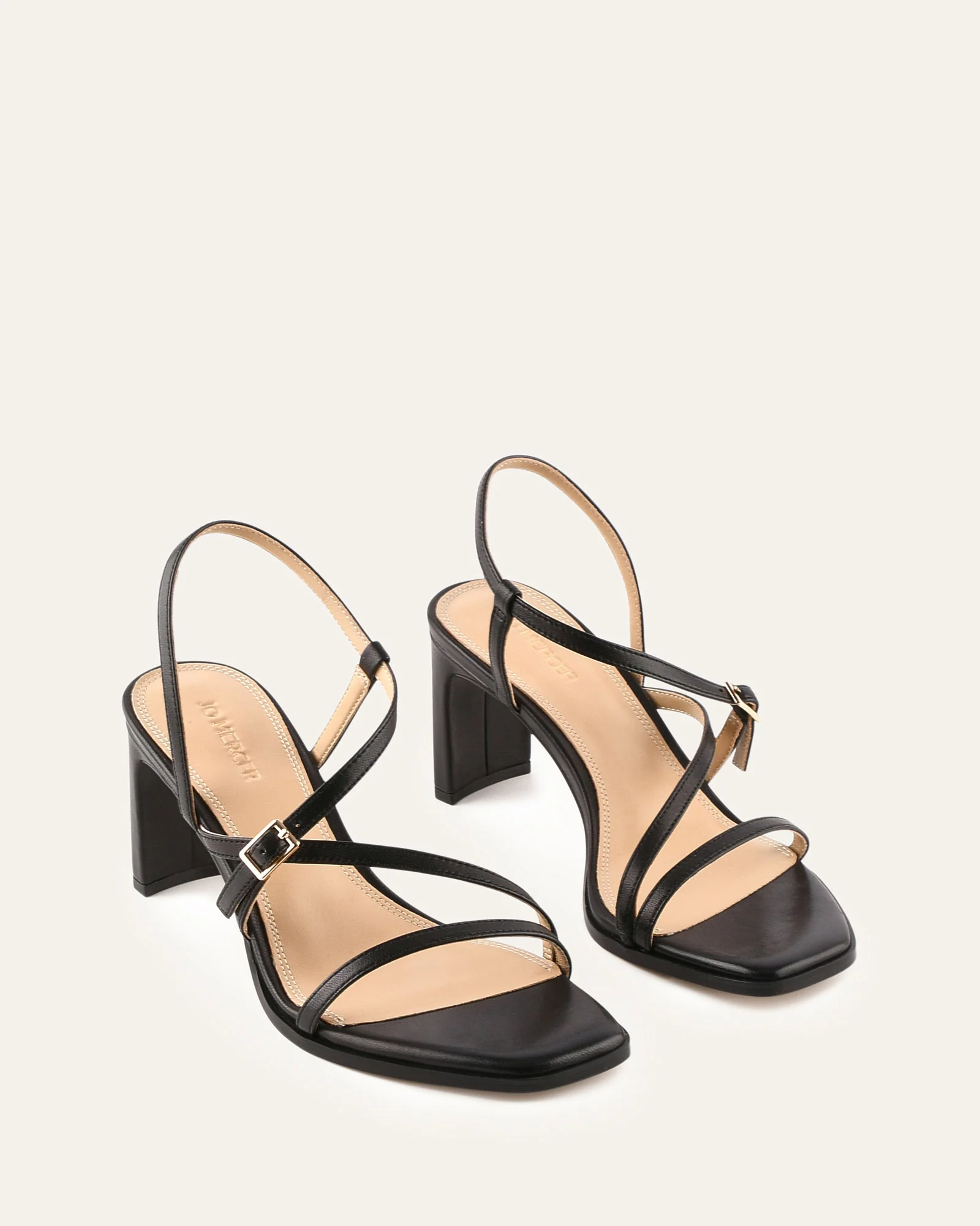 NALA MID HEEL SANDALS BLACK LEATHER - Image 3