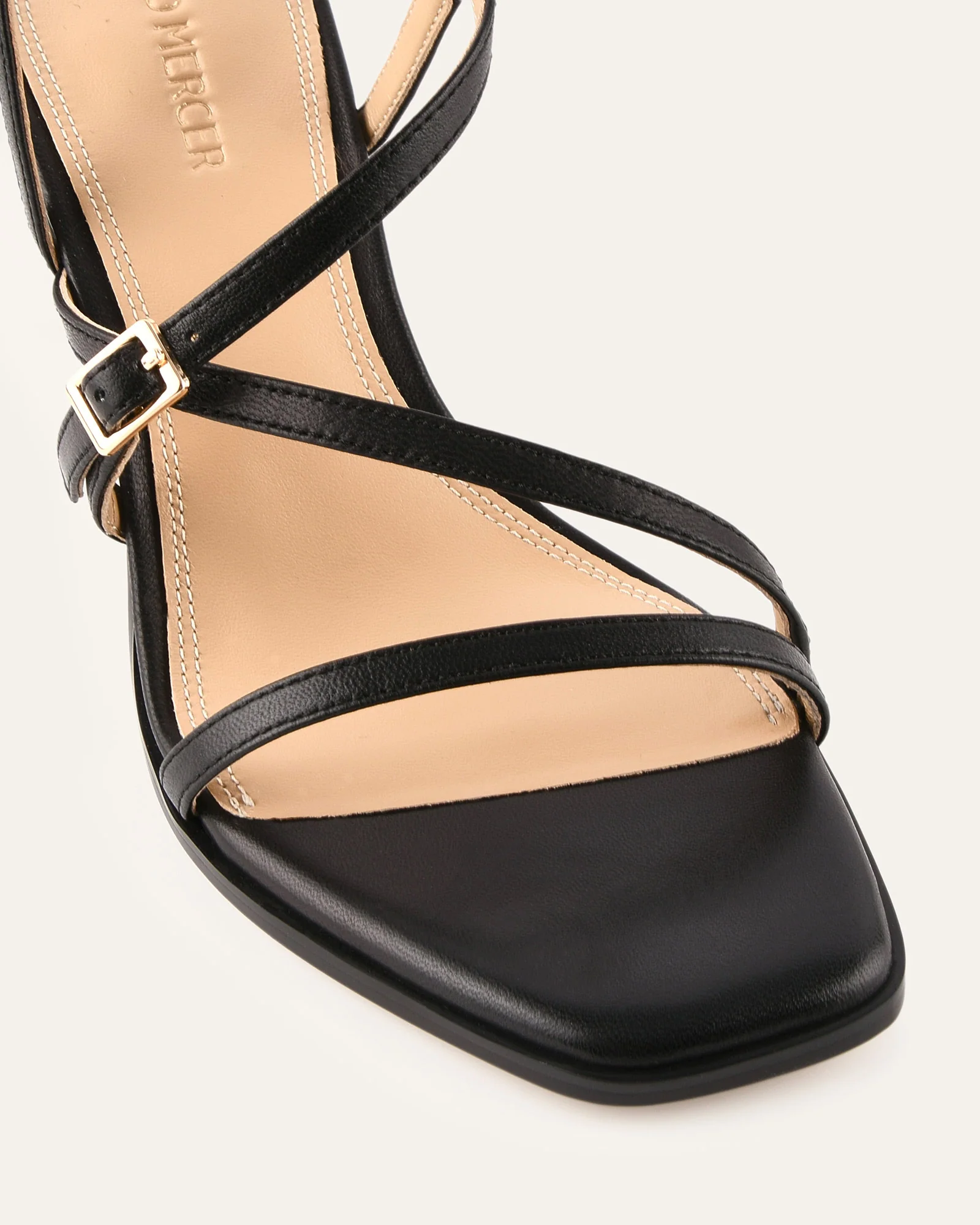 NALA MID HEEL SANDALS BLACK LEATHER - Image 4