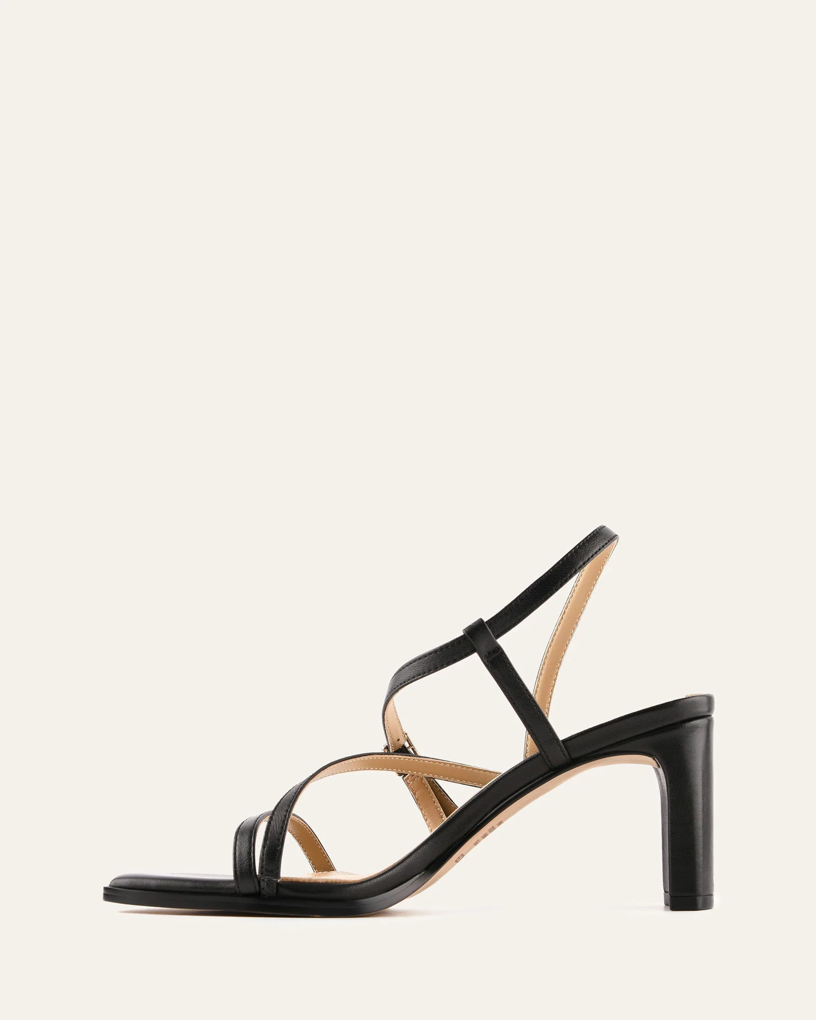 NALA MID HEEL SANDALS BLACK LEATHER - Image 6