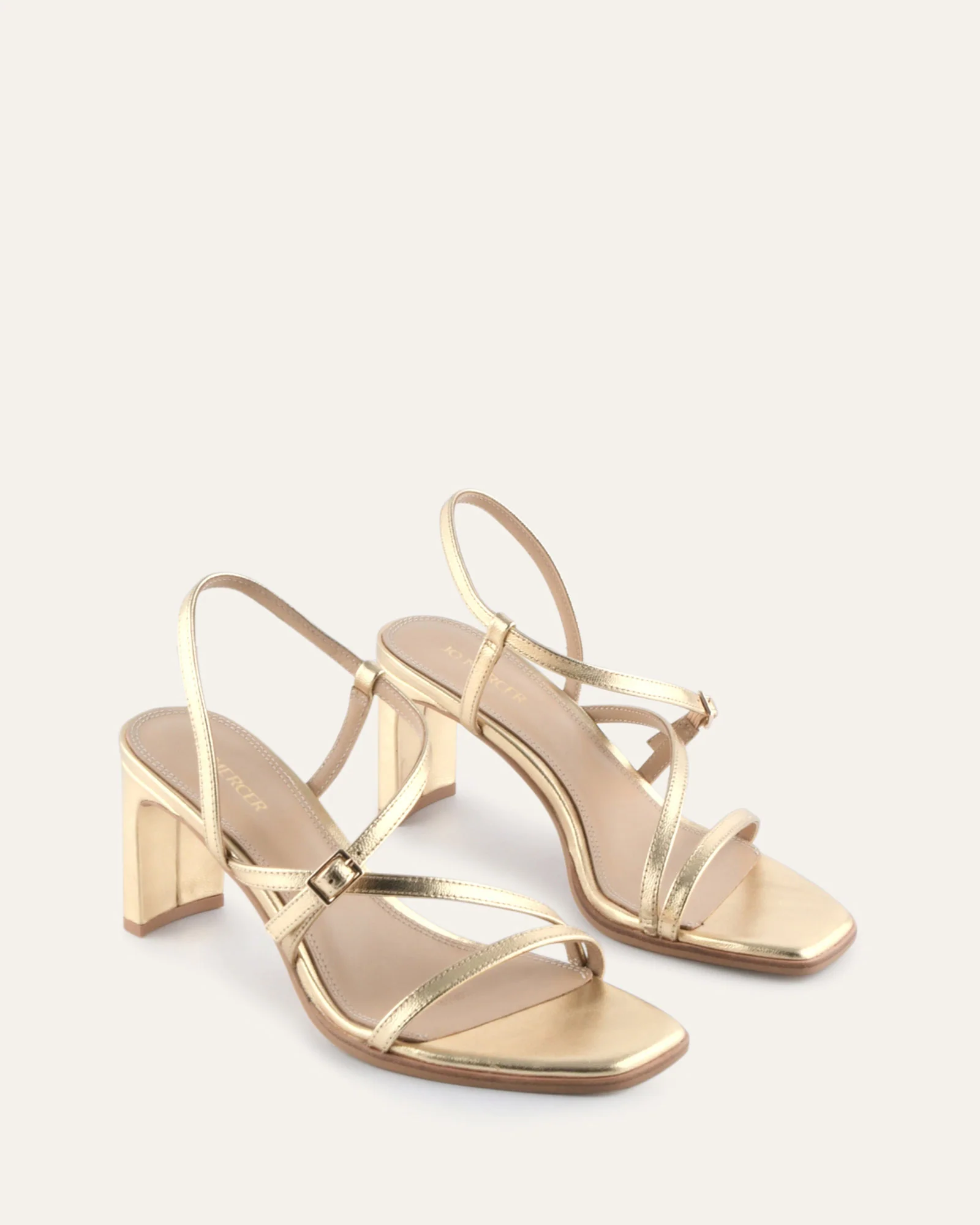NALA MID HEEL SANDALS GOLD LEATHER - Image 3