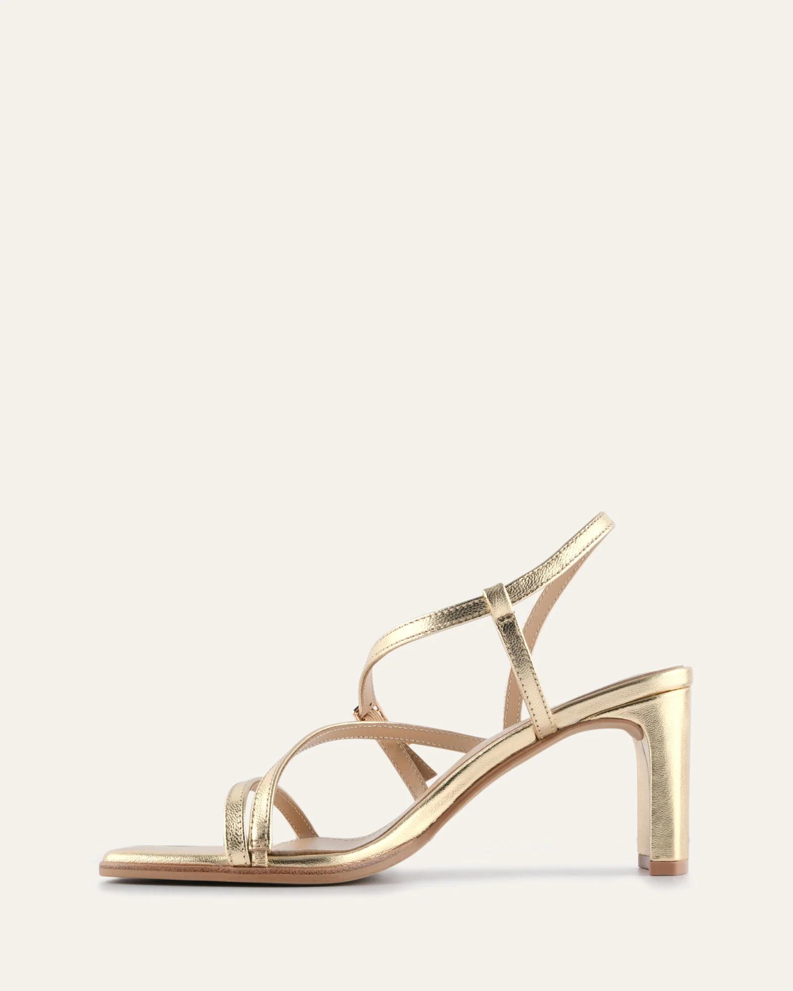 NALA MID HEEL SANDALS GOLD LEATHER - Image 6