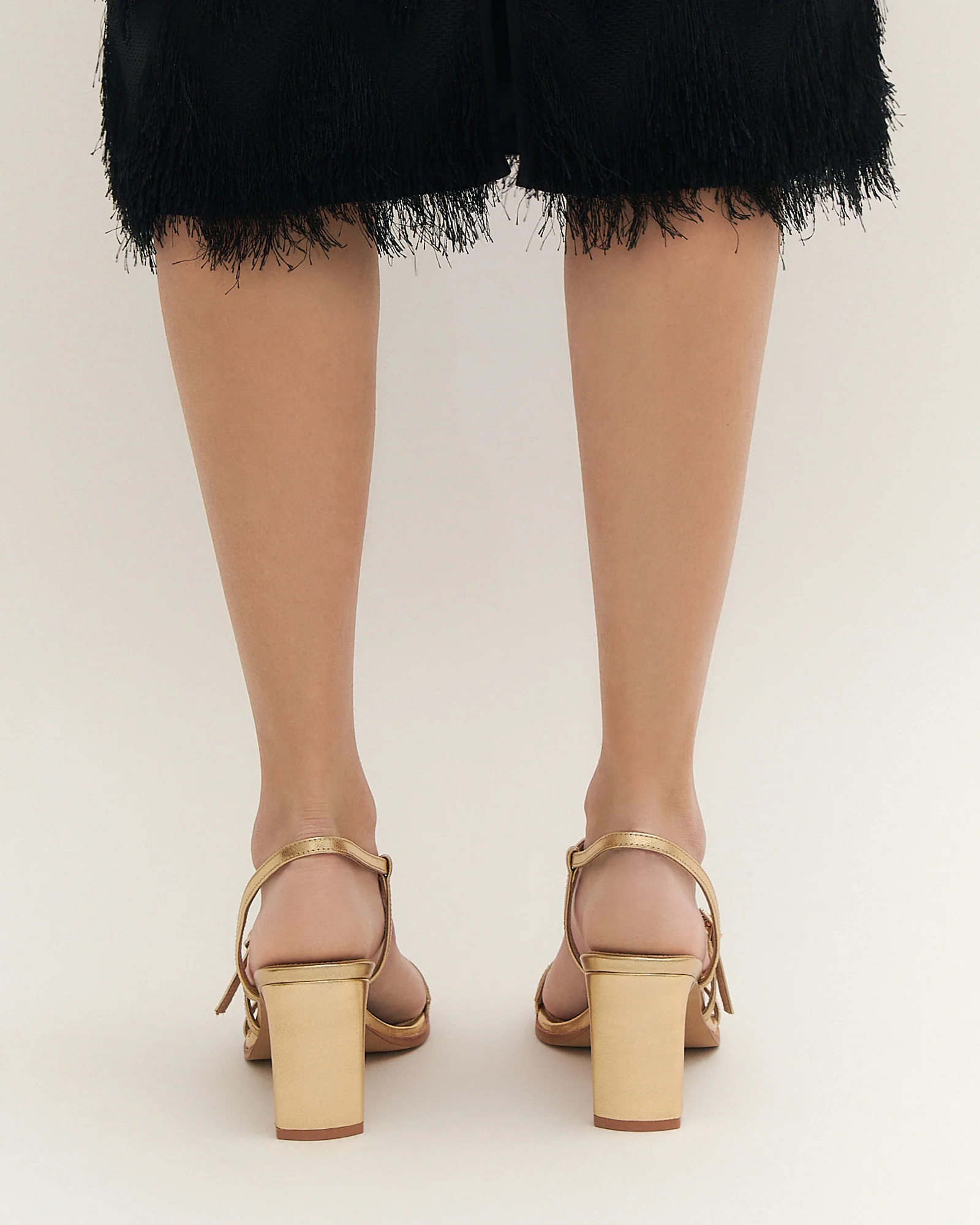 NALA MID HEEL SANDALS GOLD LEATHER - Image 8