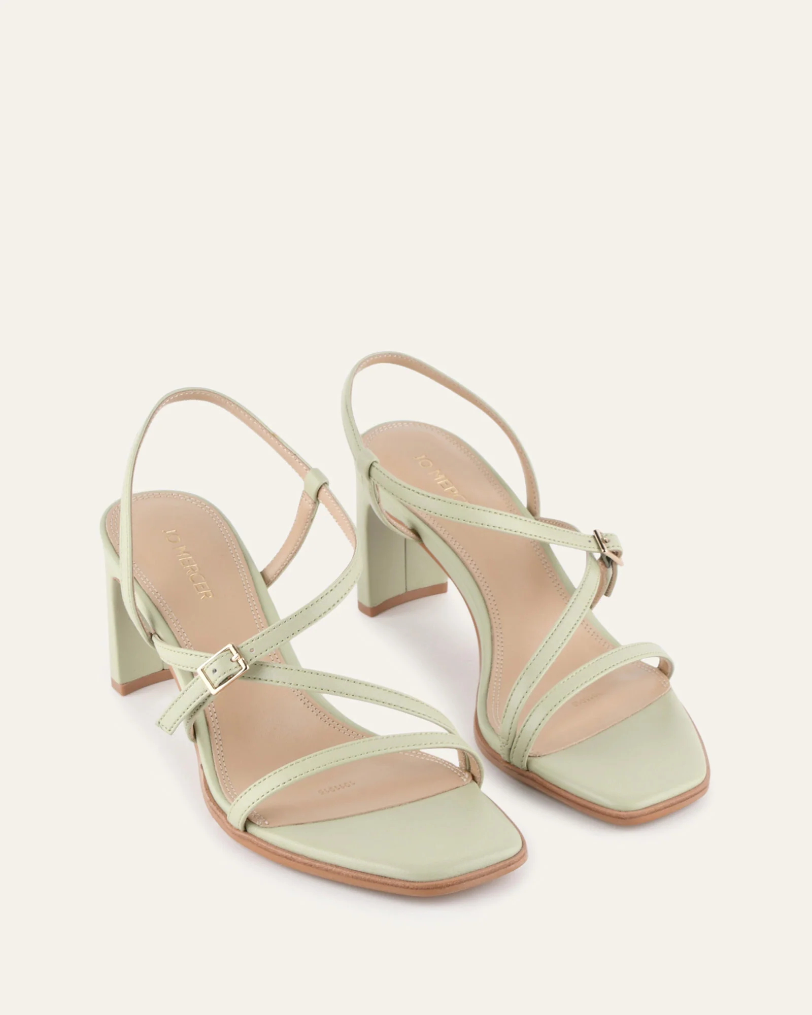 NALA MID HEEL SANDALS LIGHT SAGE LEATHER - Image 3