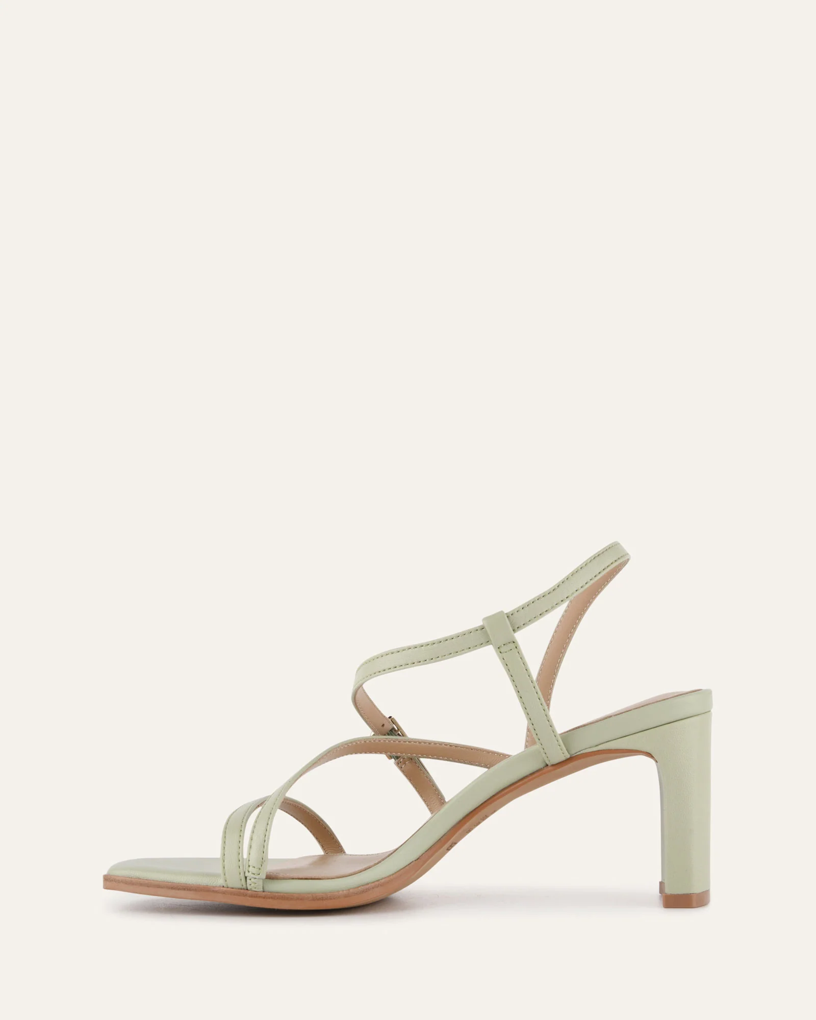 NALA MID HEEL SANDALS LIGHT SAGE LEATHER - Image 6