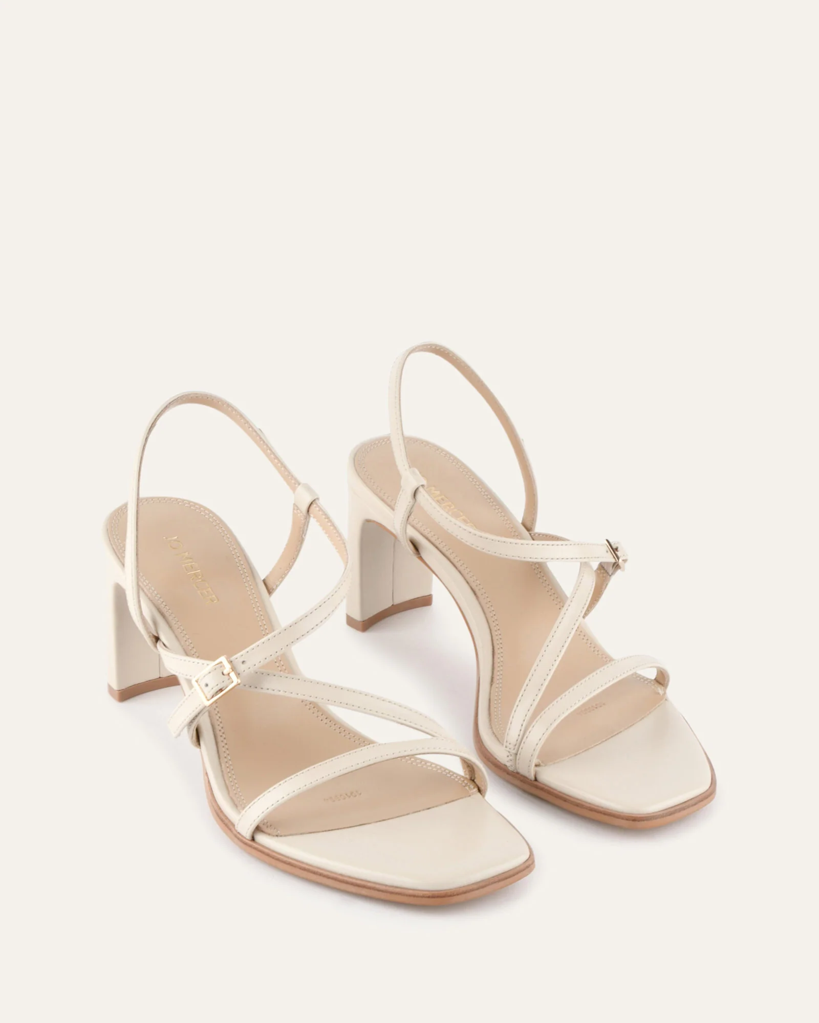 NALA MID HEEL SANDALS OFF WHITE LEATHER - Image 3