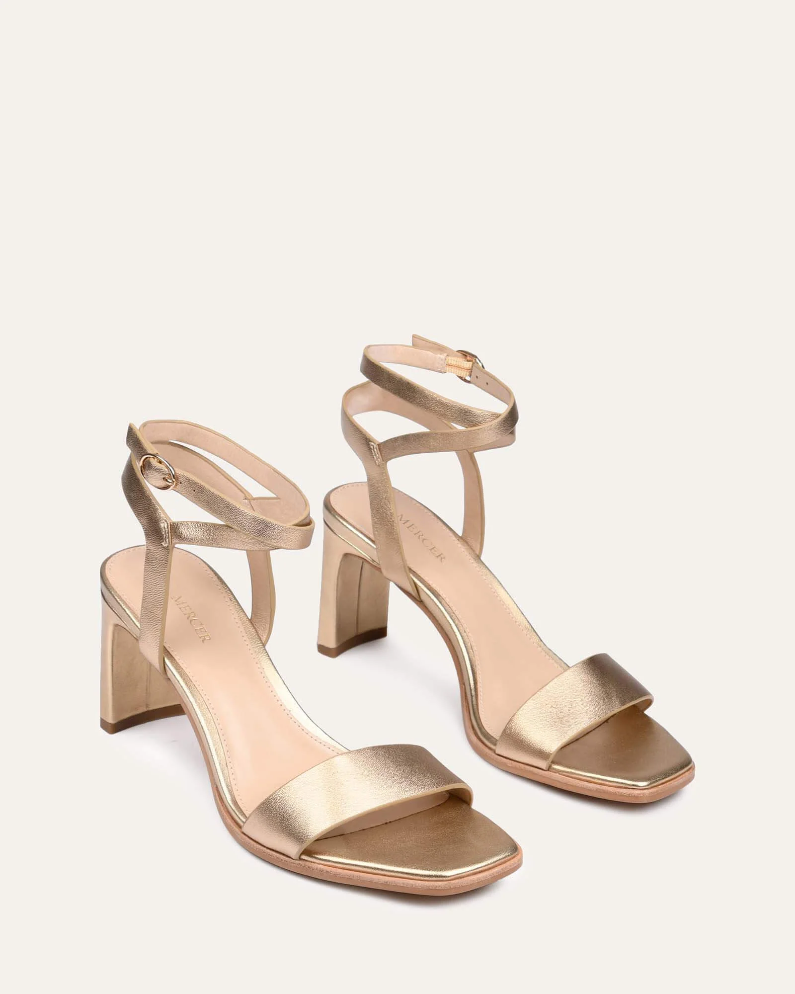 NATSU MID HEEL SANDALS SOFT GOLD LEATHER - Image 3