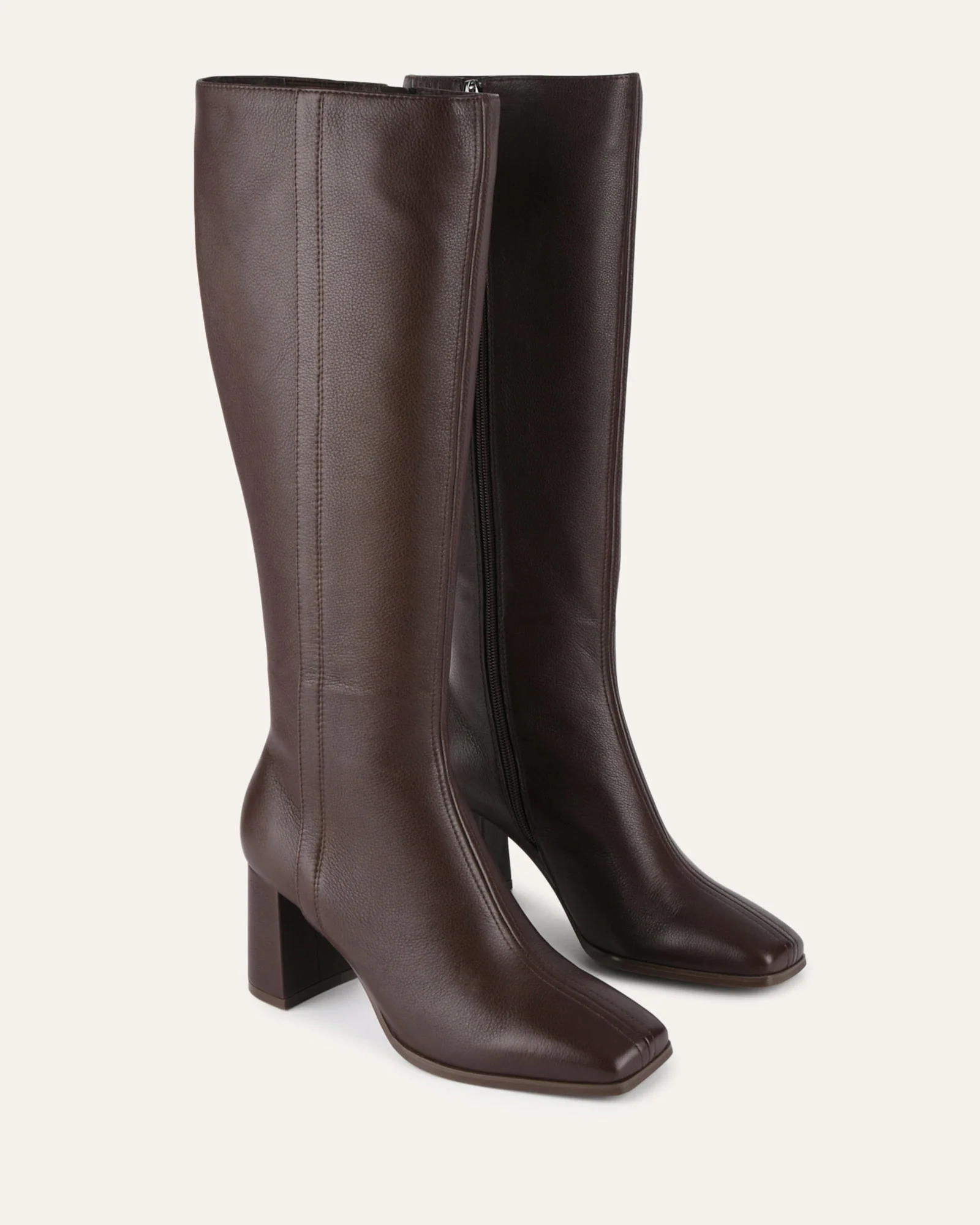 NELLIE KNEE BOOTS BITTER CHOC LEATHER - Image 3
