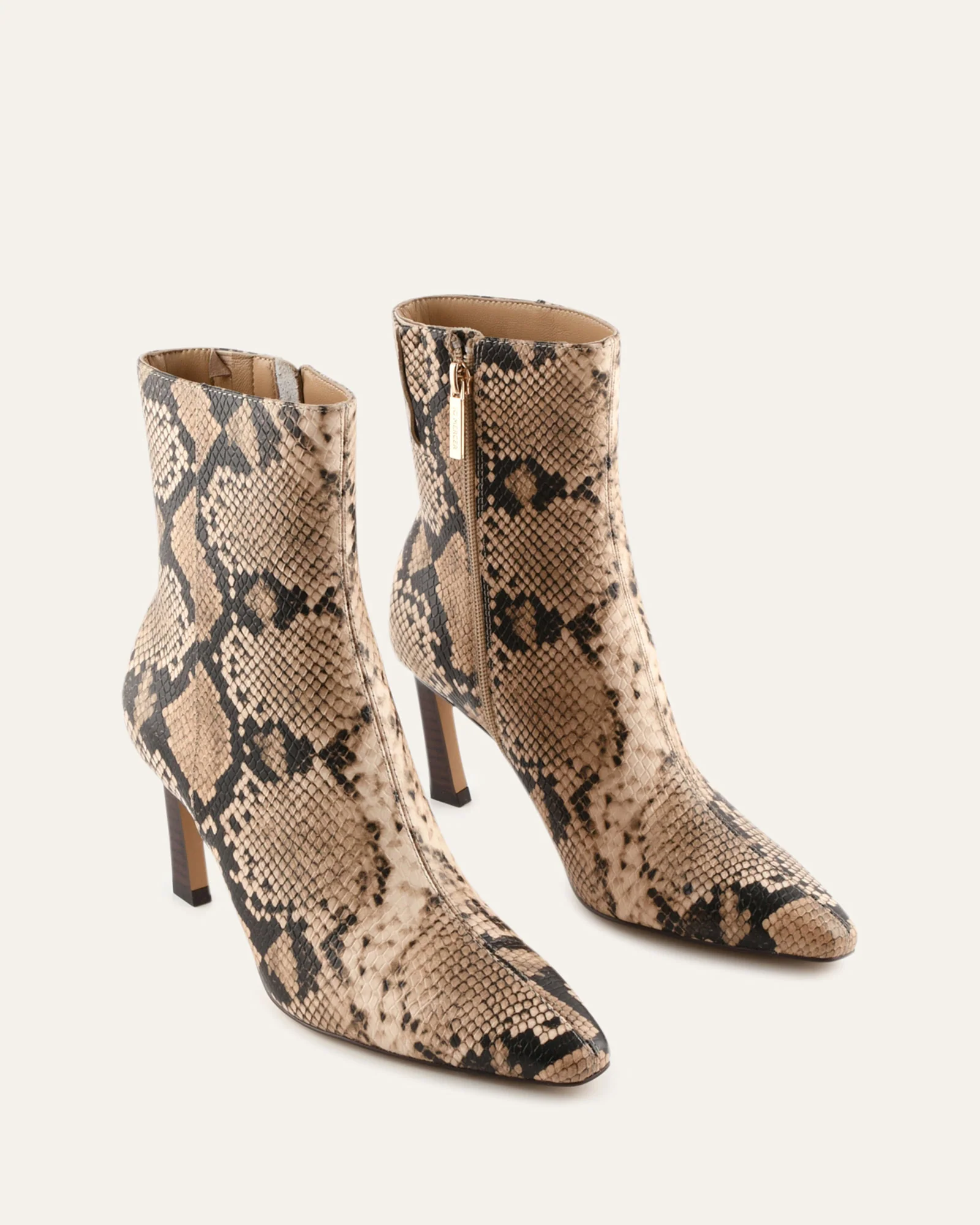 NESSIE MID ANKLE BOOTS BEIGE SNAKE PRINT LEATHER - Image 3
