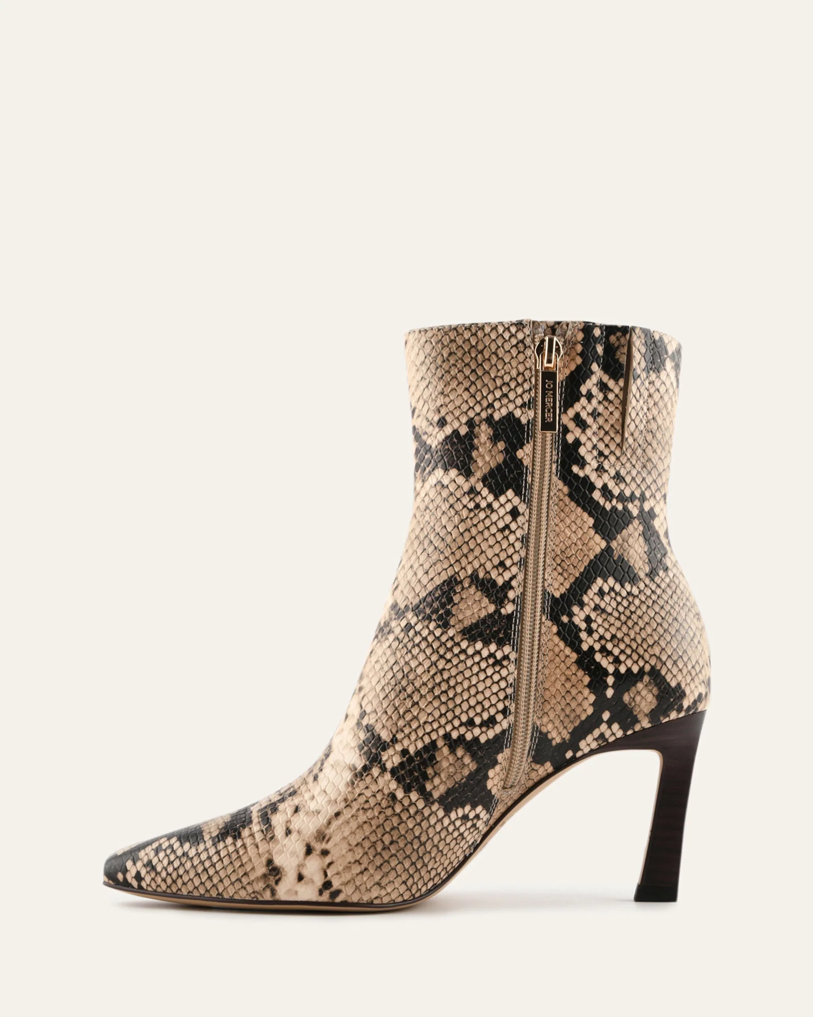NESSIE MID ANKLE BOOTS BEIGE SNAKE PRINT LEATHER - Image 6