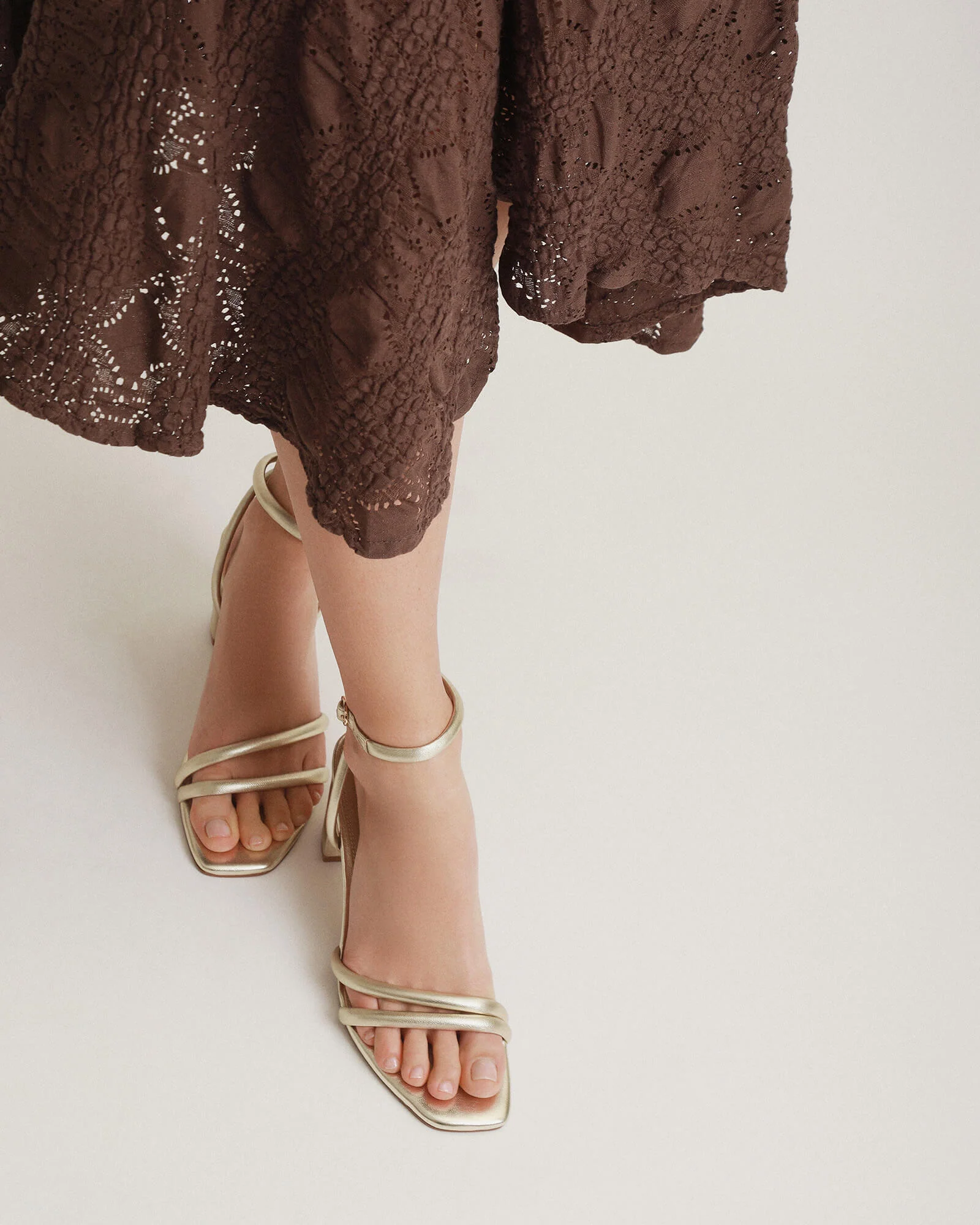 NINO HIGH HEEL SANDALS SOFT GOLD LEATHER - Image 7