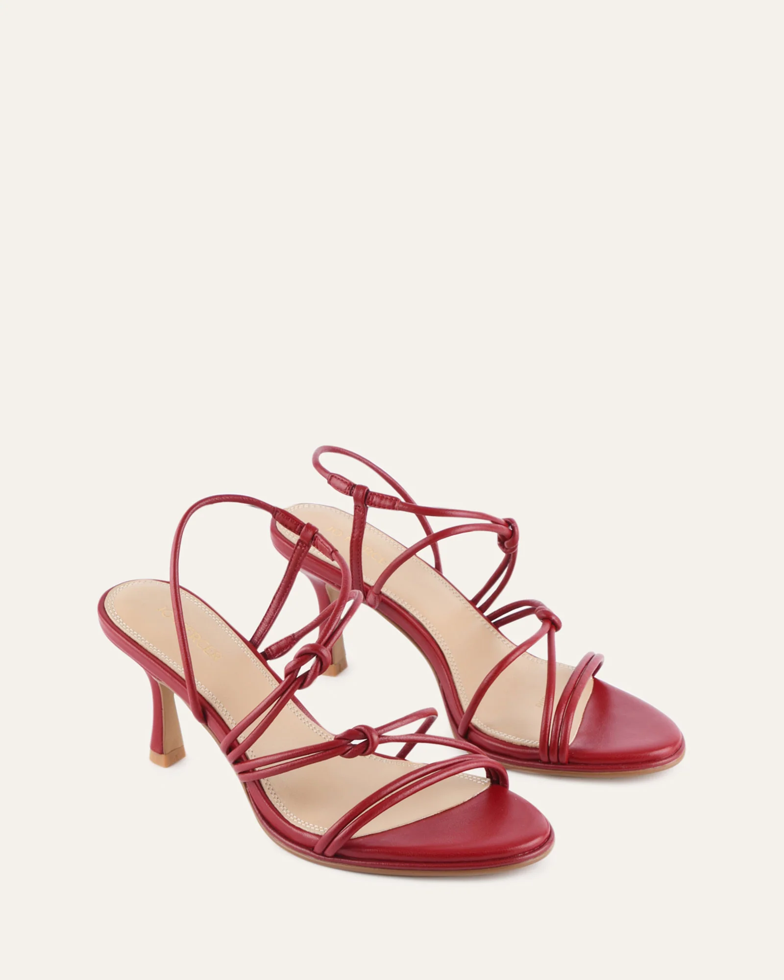 NORMA MID HEEL SANDALS RUBY RED LEATHER - Image 3