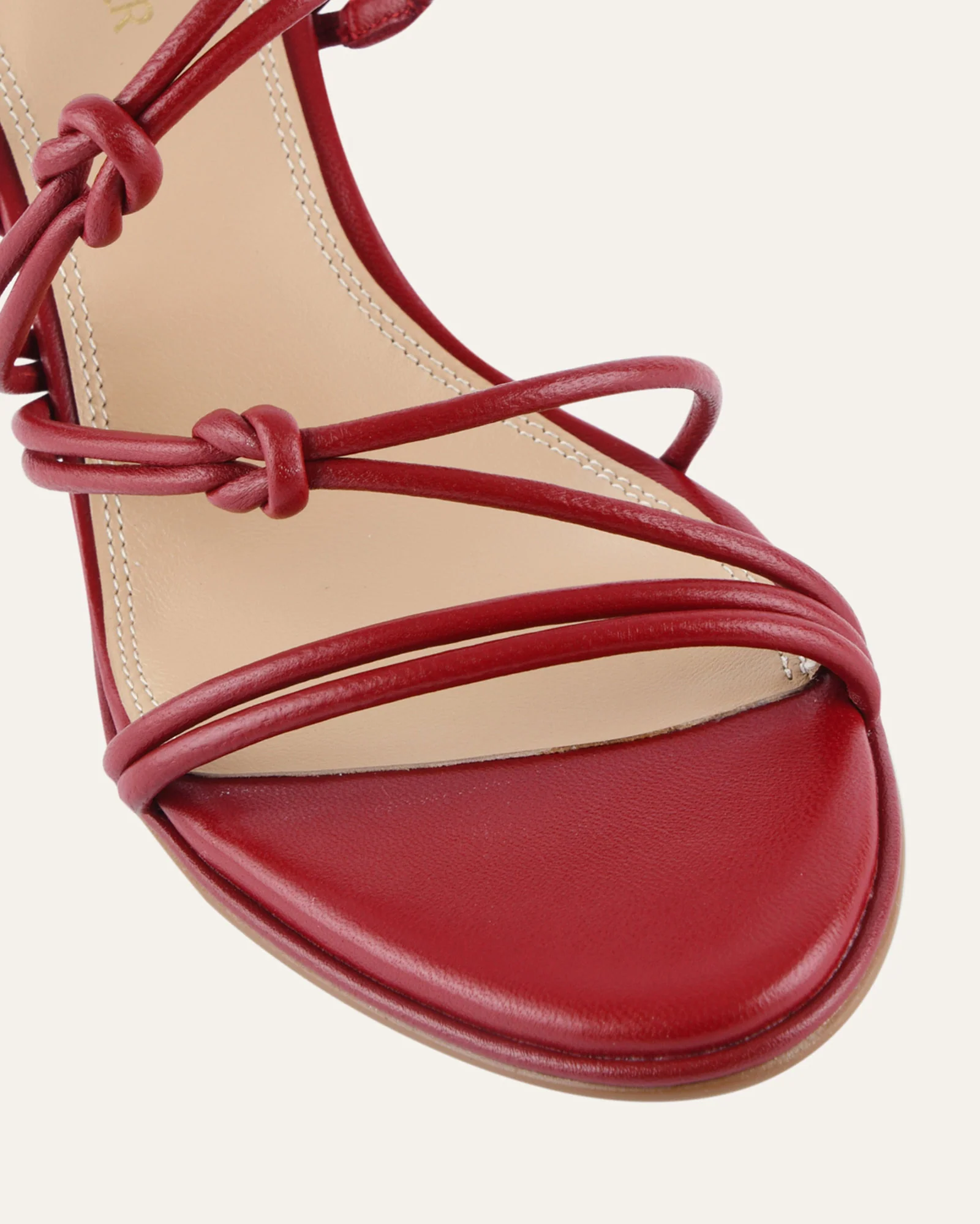 NORMA MID HEEL SANDALS RUBY RED LEATHER - Image 4