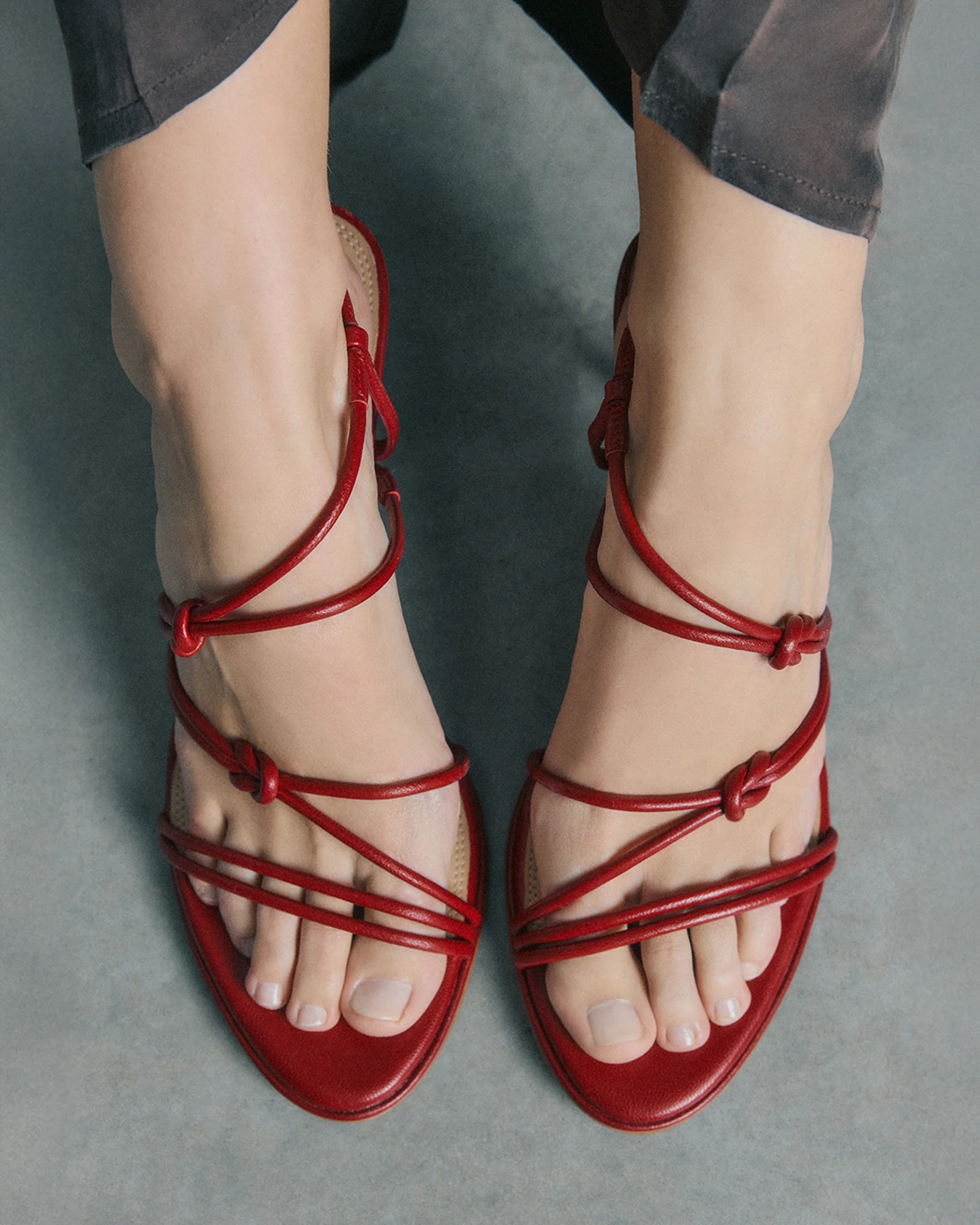NORMA MID HEEL SANDALS RUBY RED LEATHER - Image 7