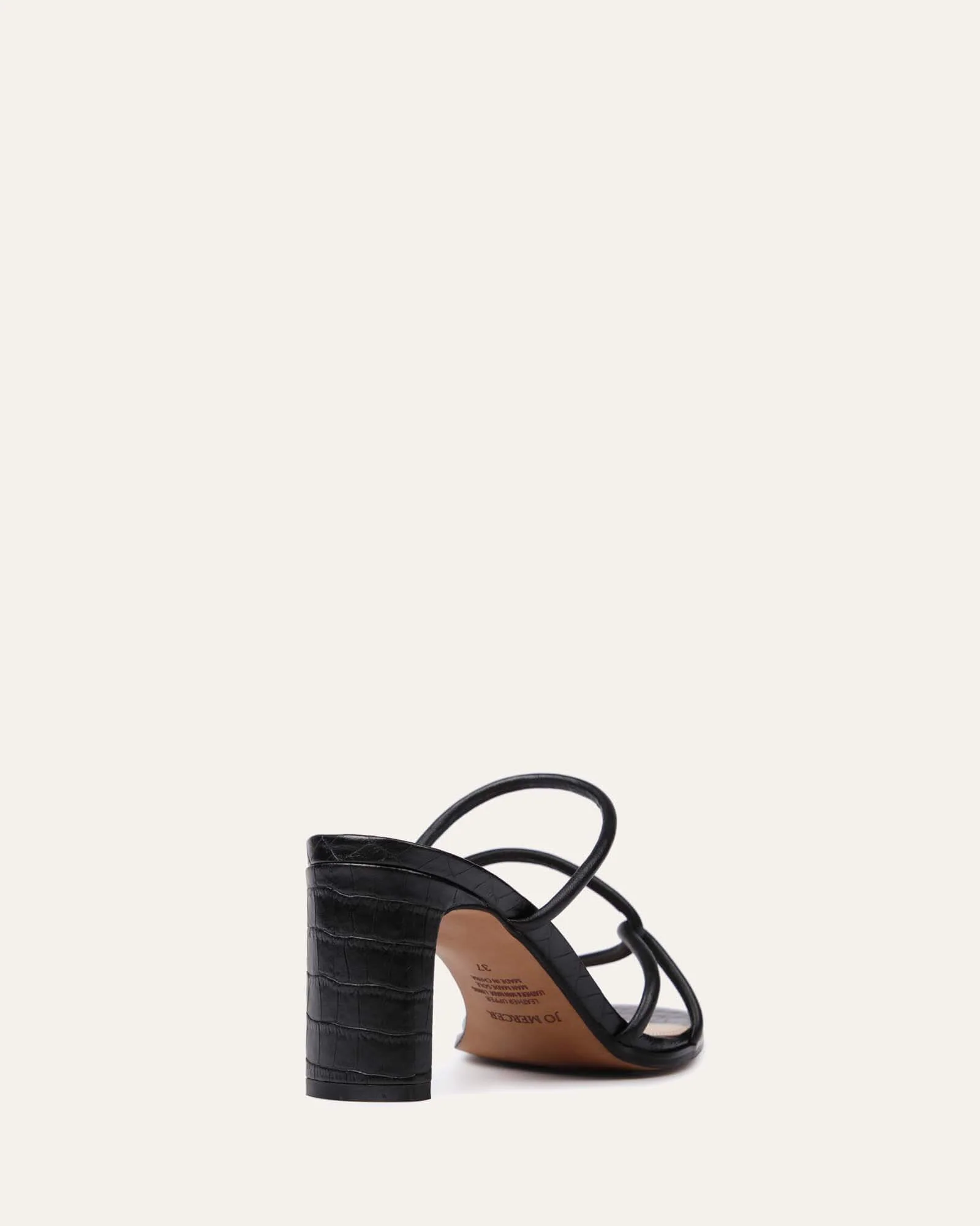 NOVI MID HEEL SANDALS BLACK LEATHER - Image 5