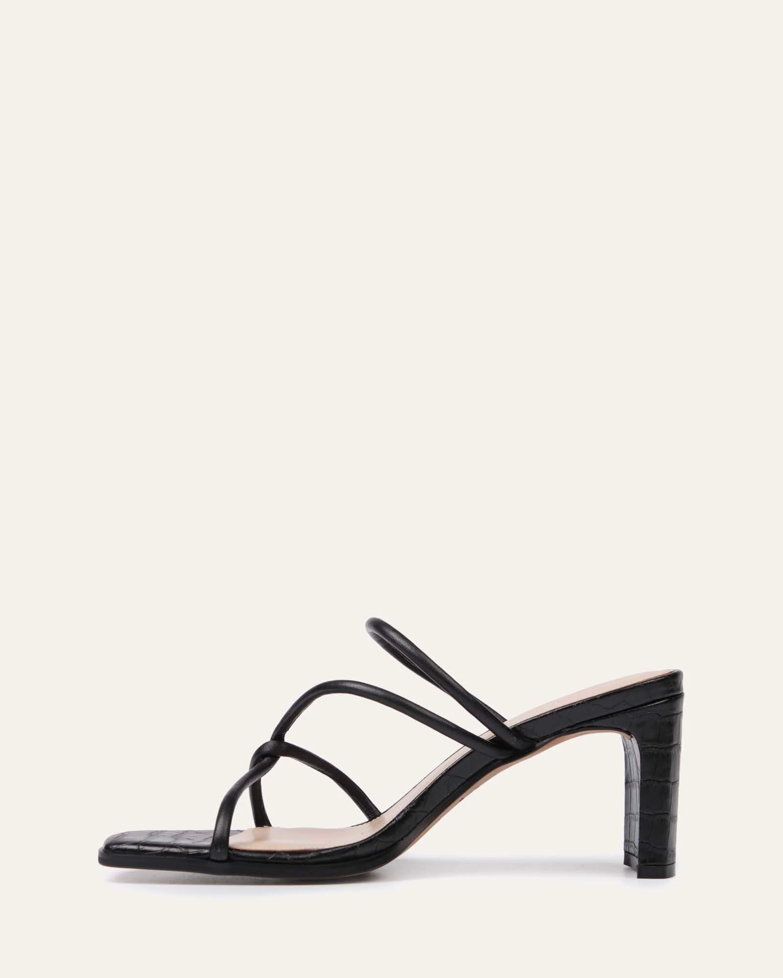 NOVI MID HEEL SANDALS BLACK LEATHER - Image 6