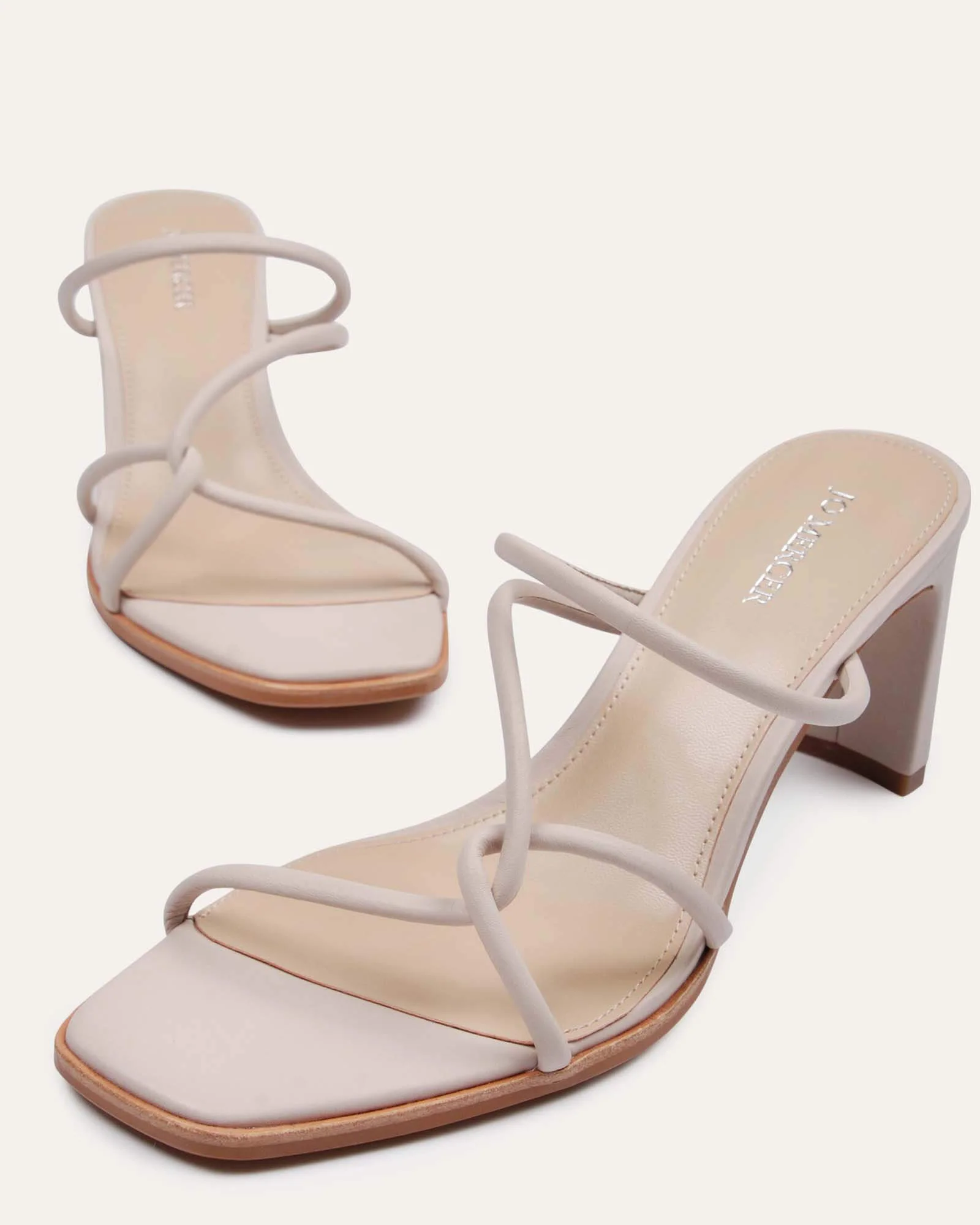 NOVI MID HEEL SANDALS BONE LEATHER - Image 4