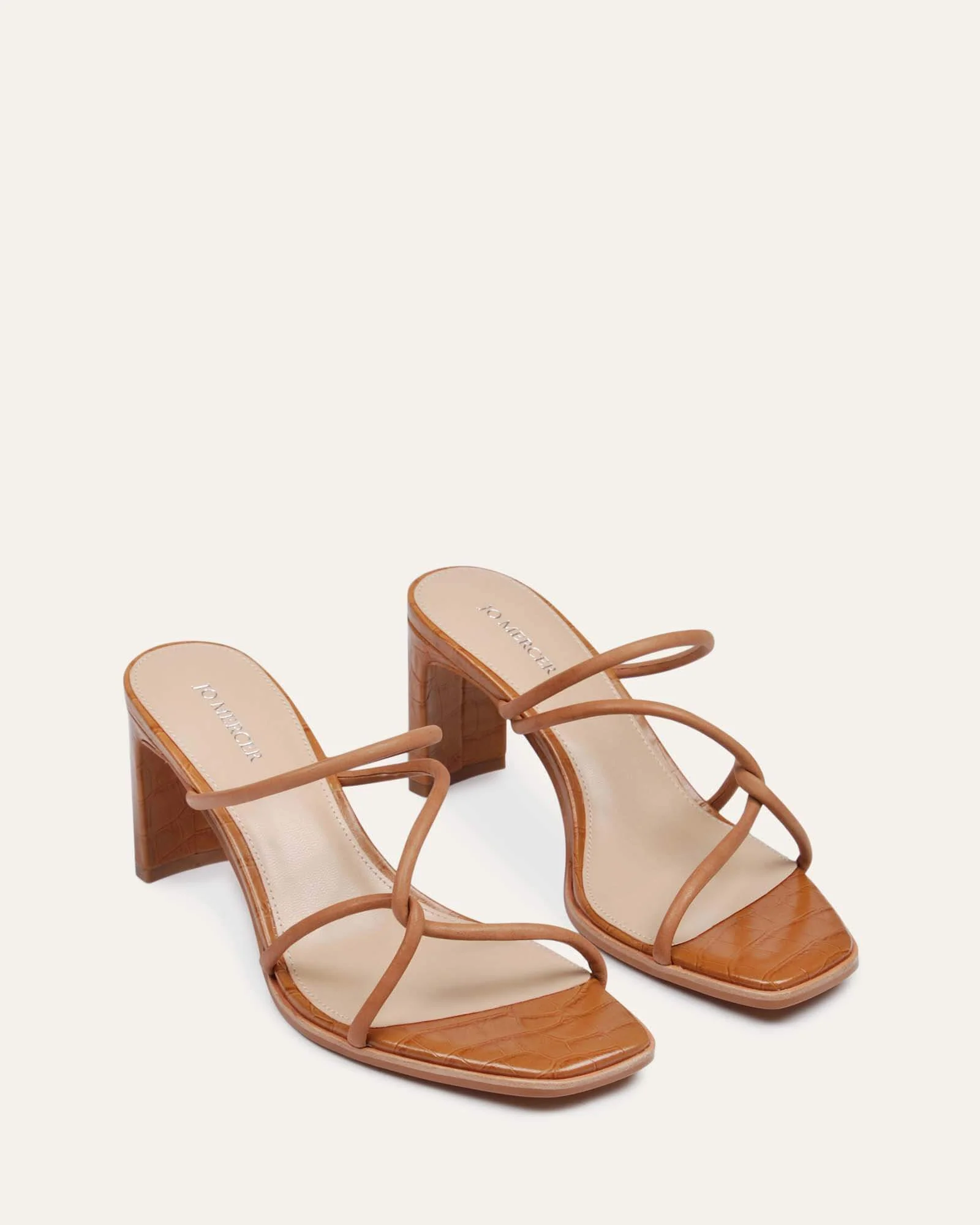 NOVI MID HEEL SANDALS TAN LEATHER - Image 3