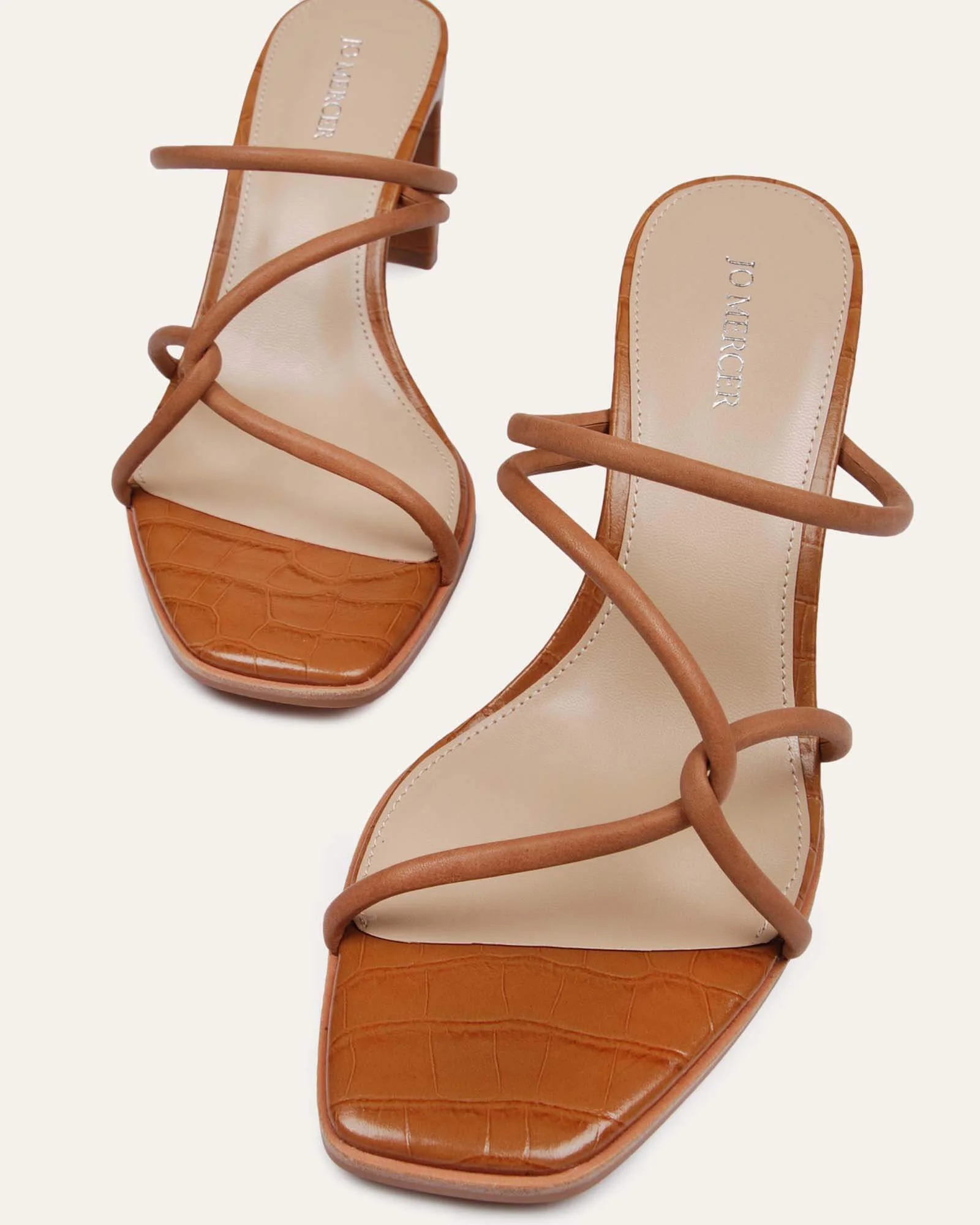 NOVI MID HEEL SANDALS TAN LEATHER - Image 4
