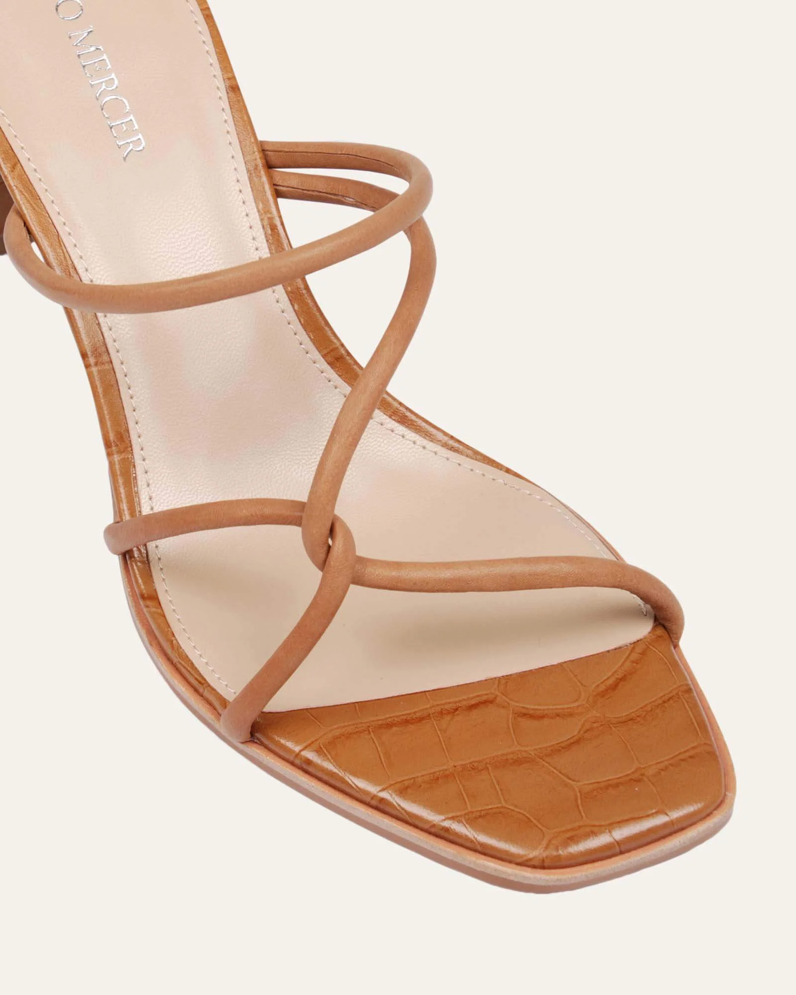 NOVI MID HEEL SANDALS TAN LEATHER - Image 5