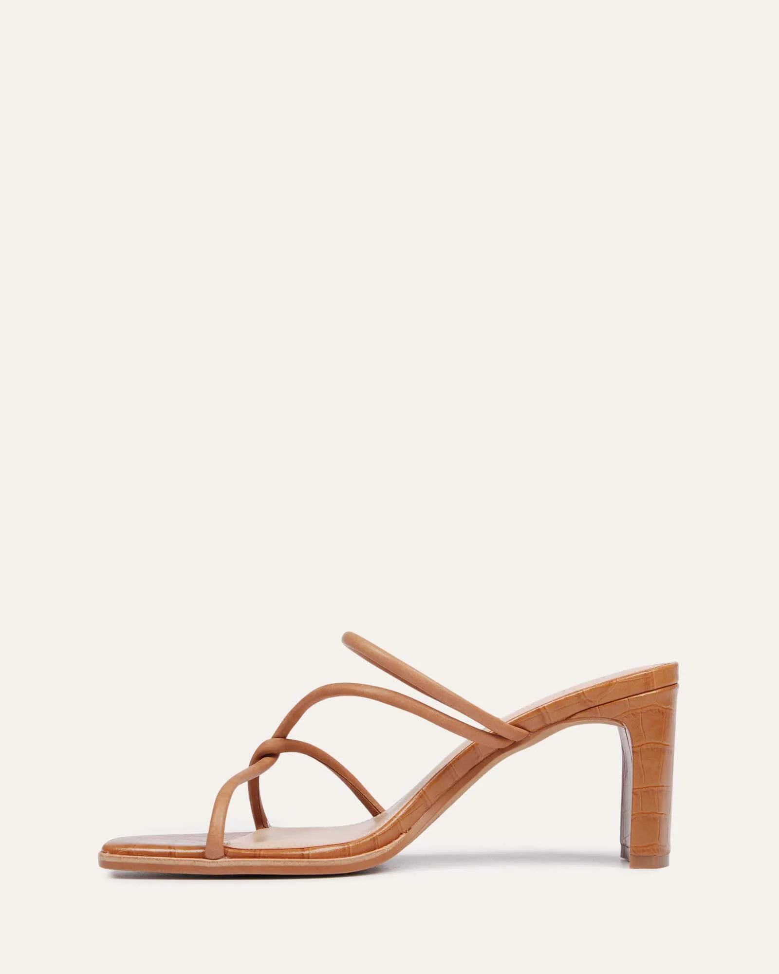NOVI MID HEEL SANDALS TAN LEATHER - Image 7