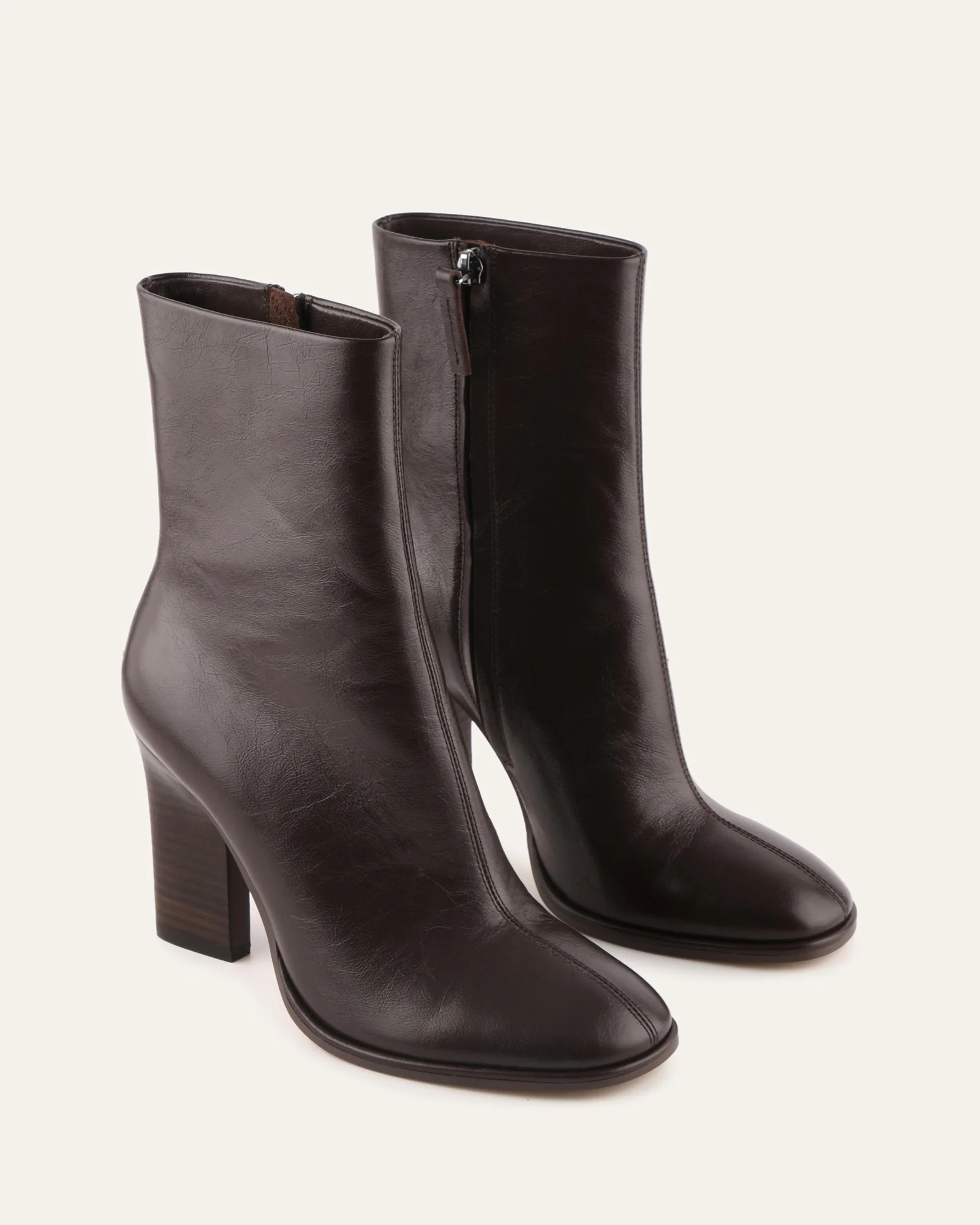 ODESSA HIGH ANKLE BOOTS CHOCOLATE LEATHER - Image 3