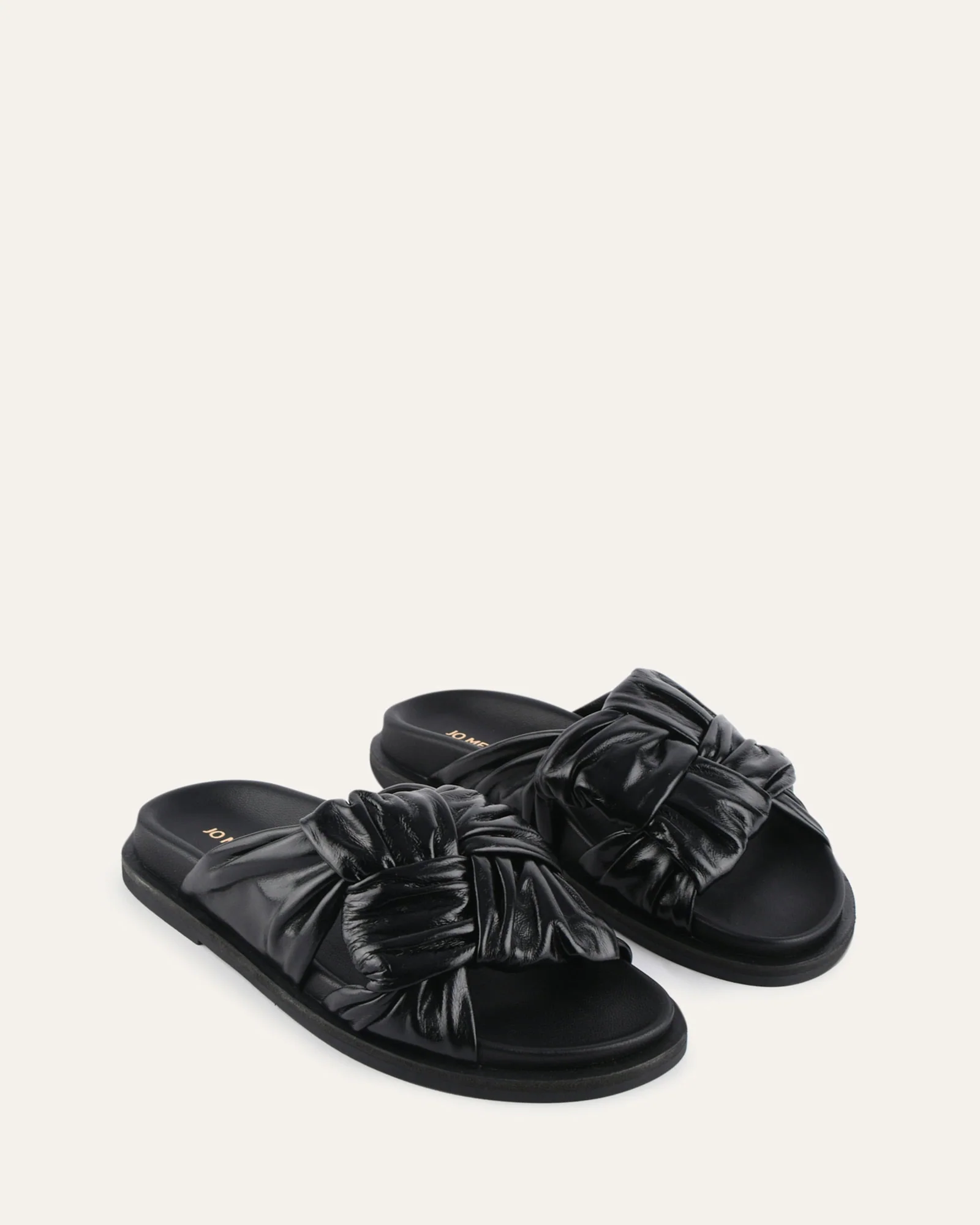 OLLIE FLAT SANDALS BLACK LEATHER - Image 3