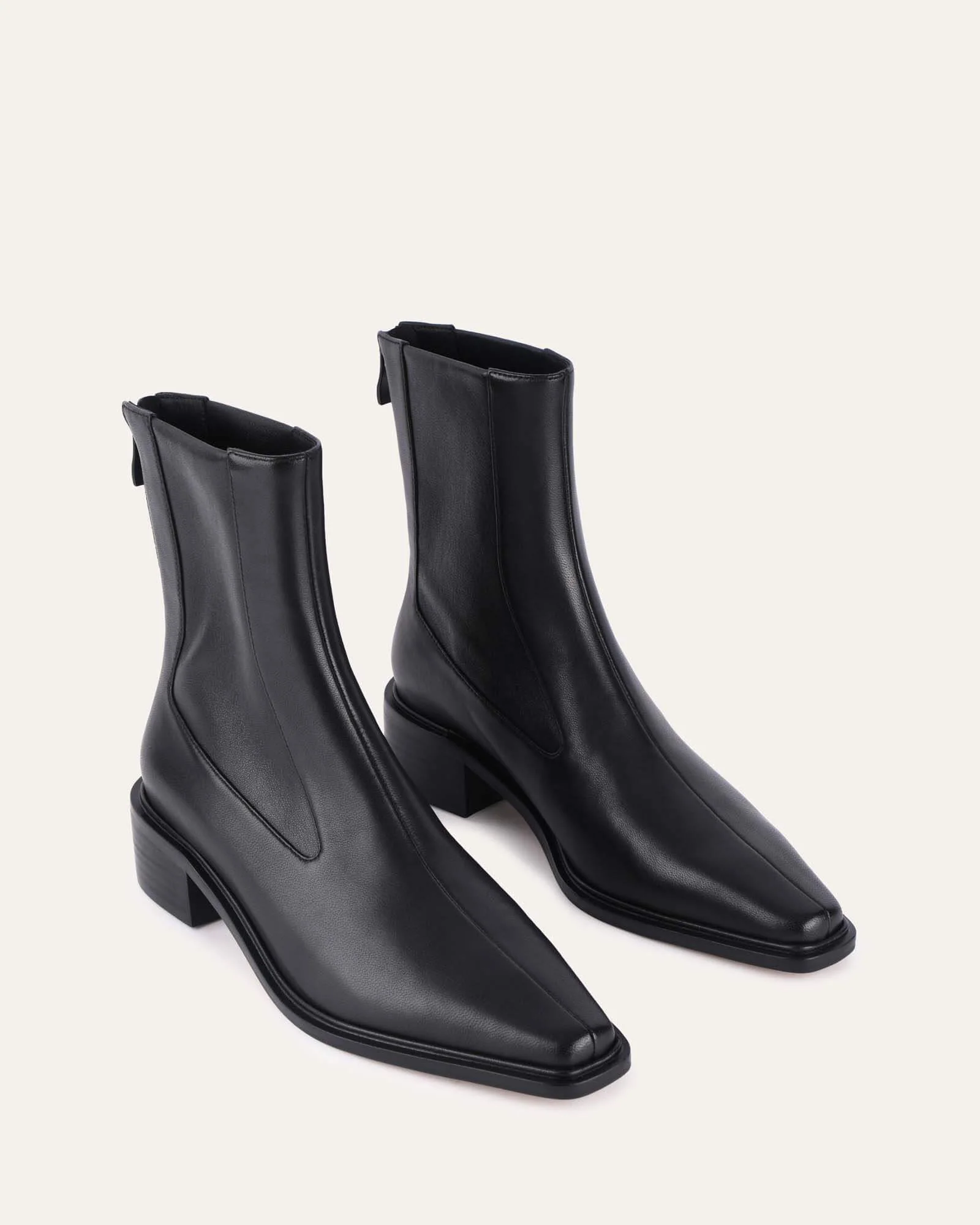 OLYMPIA FLAT ANKLE BOOTS BLACK LEATHER - Image 3