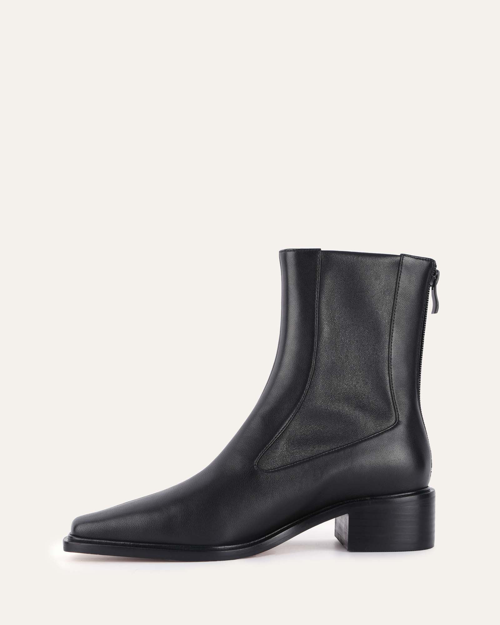 OLYMPIA FLAT ANKLE BOOTS BLACK LEATHER - Image 6