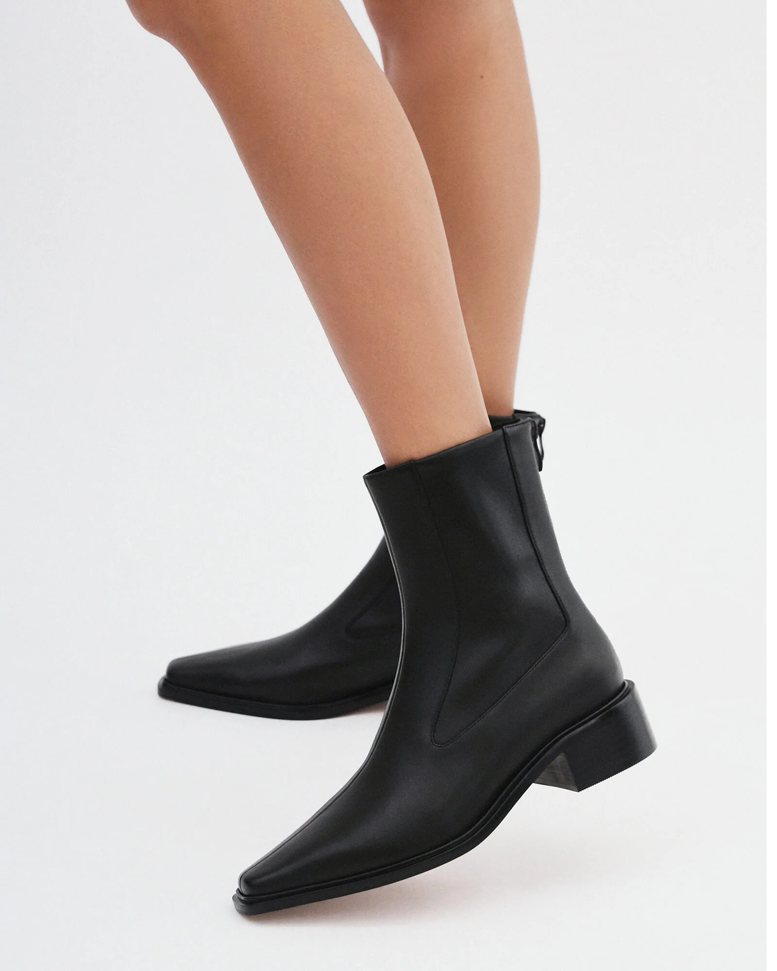 OLYMPIA FLAT ANKLE BOOTS BLACK LEATHER - Image 7