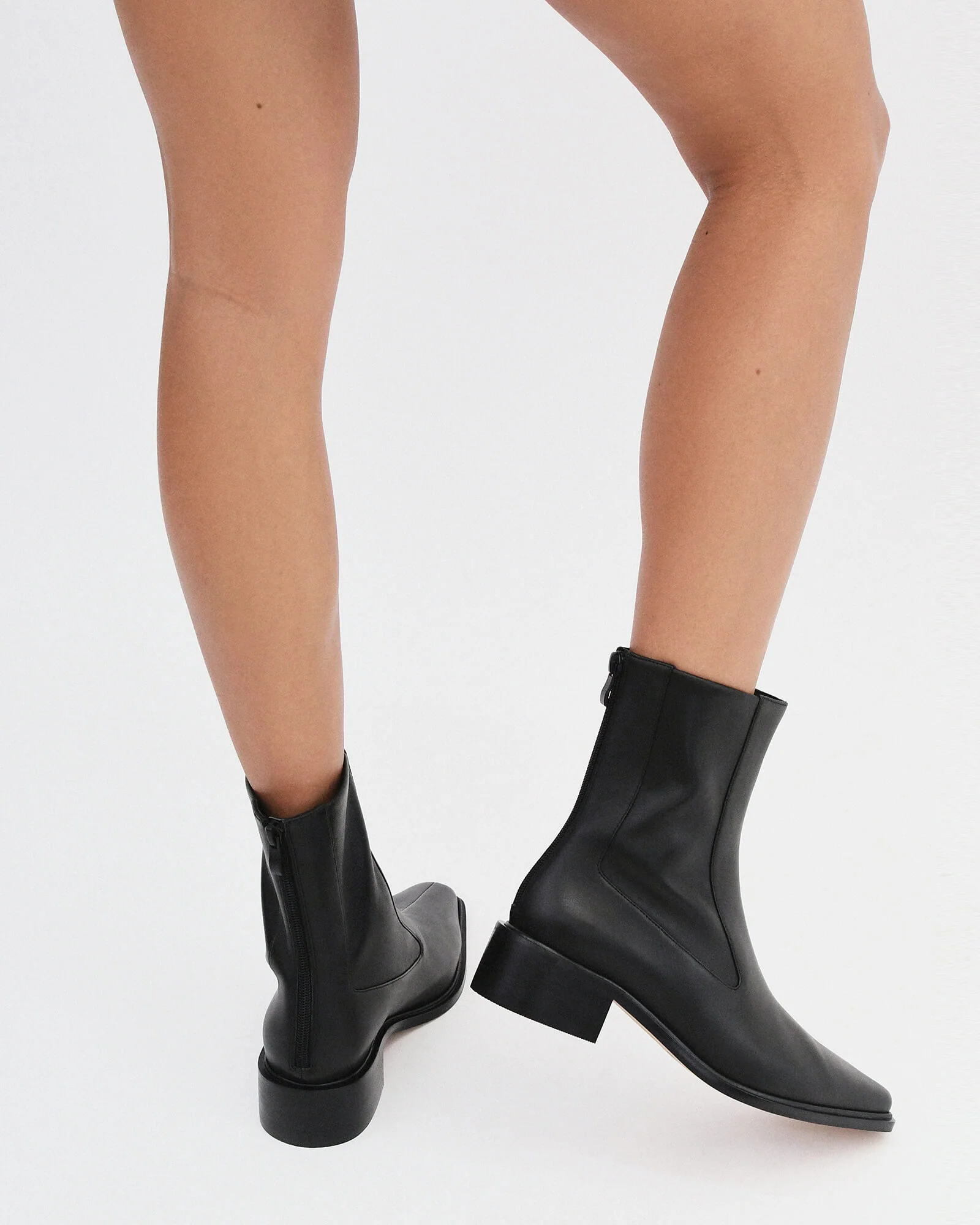 OLYMPIA FLAT ANKLE BOOTS BLACK LEATHER - Image 8