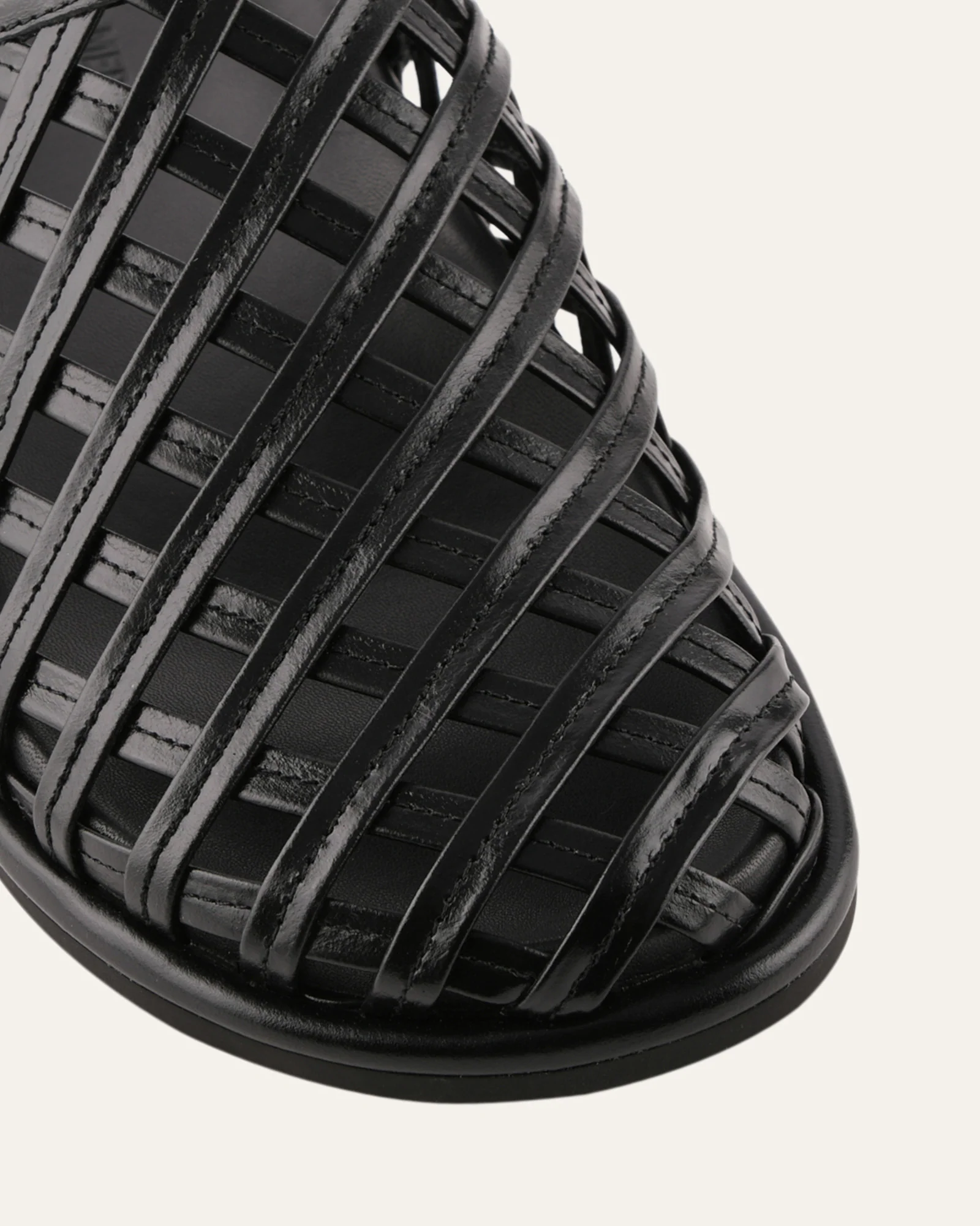 ORAN FLAT SLIDES BLACK LEATHER - Image 3