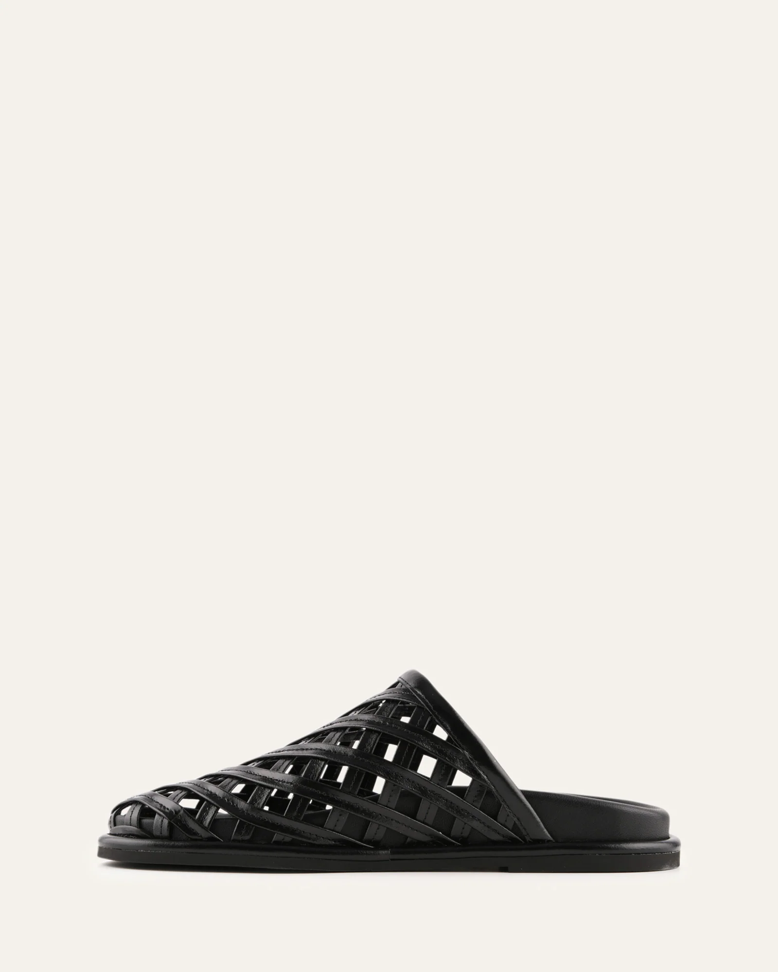 ORAN FLAT SLIDES BLACK LEATHER - Image 5