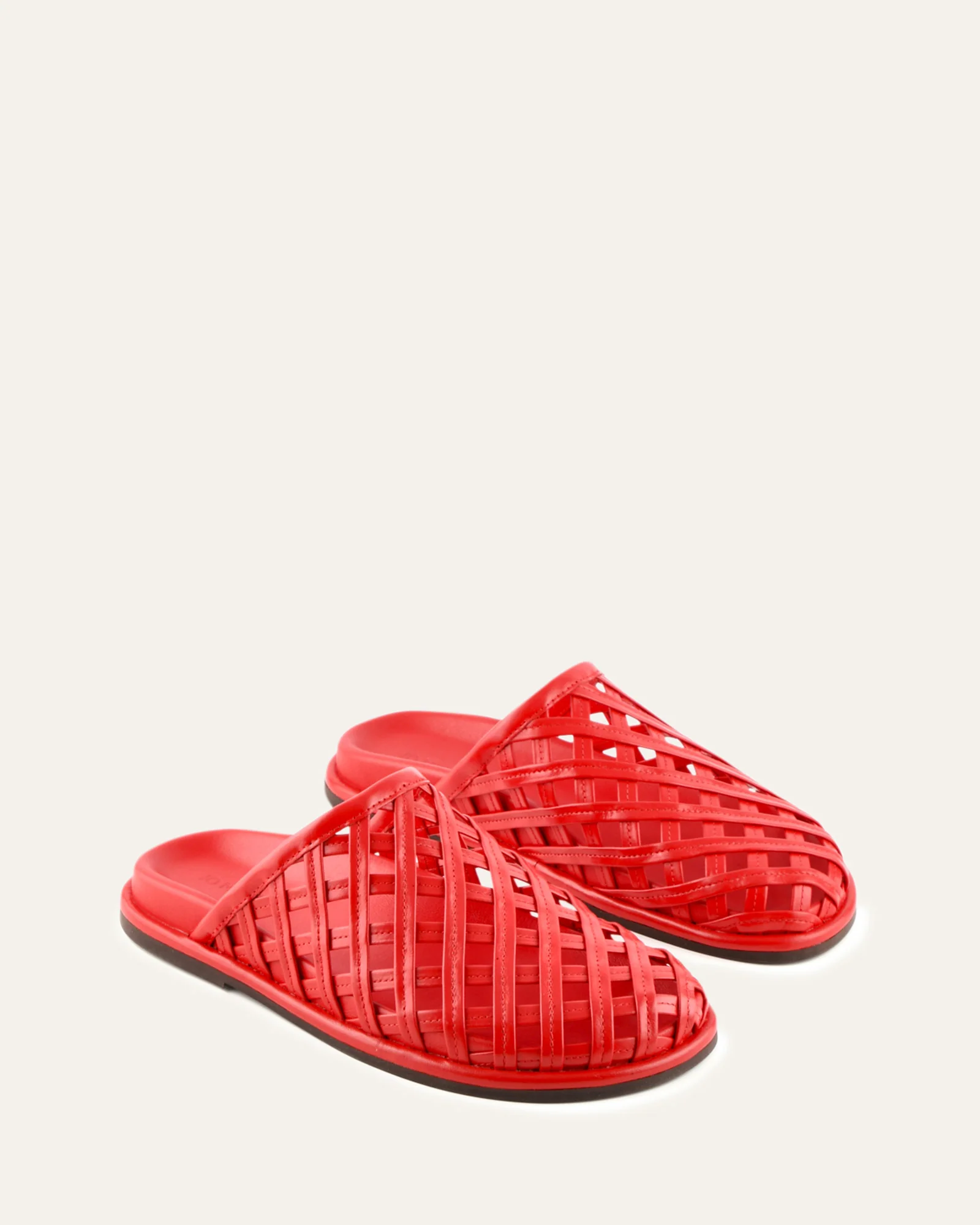 ORAN FLAT SLIDES RED LEATHER - Image 3