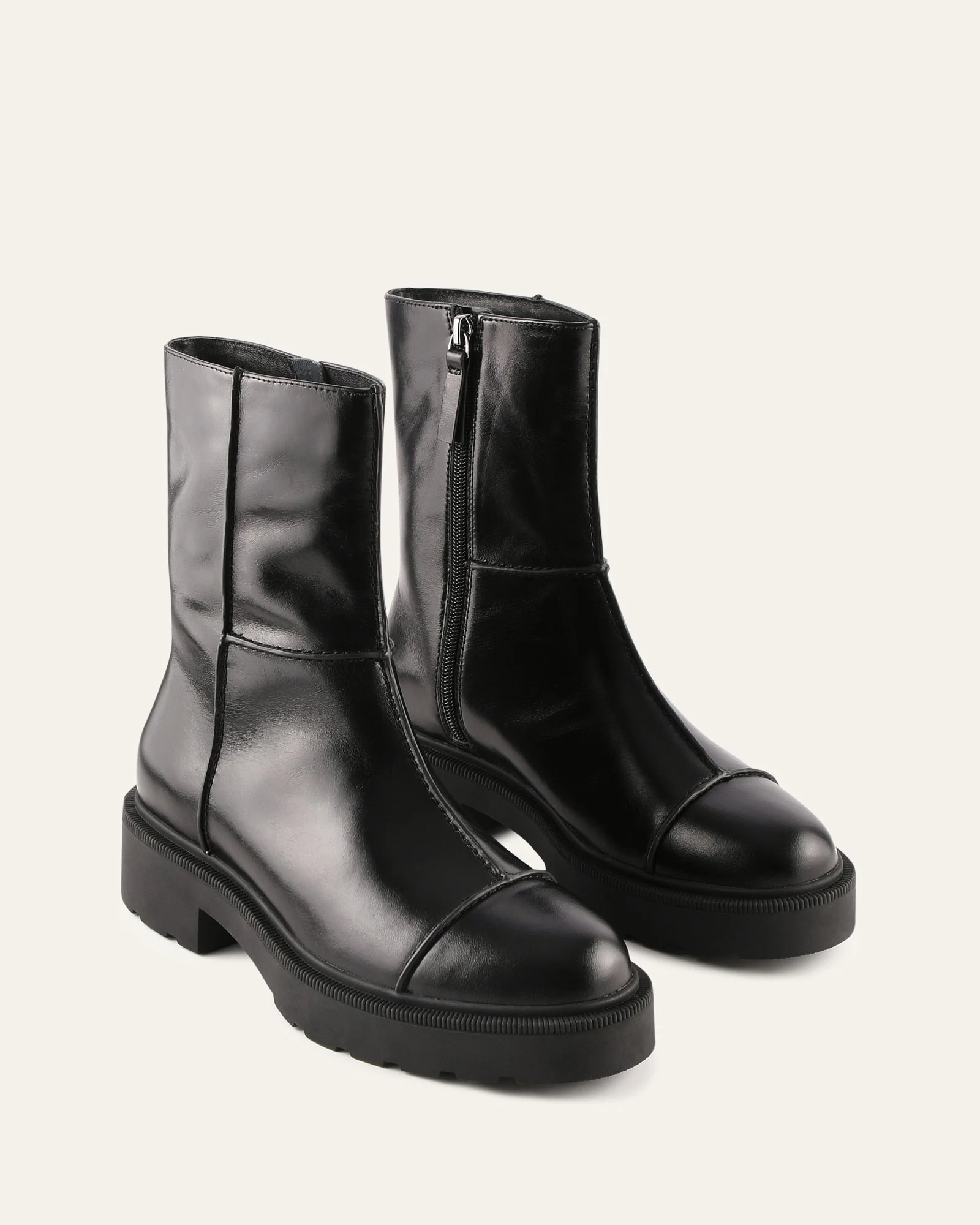 PARKER FLAT ANKLE BOOTS BLACK LEATHER - Image 3