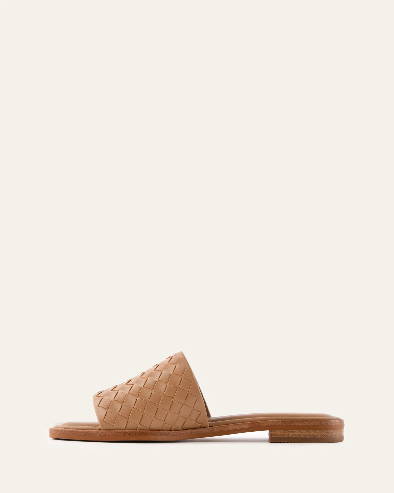 PEARL FLAT SLIDES TAN LEATHER - Image 6