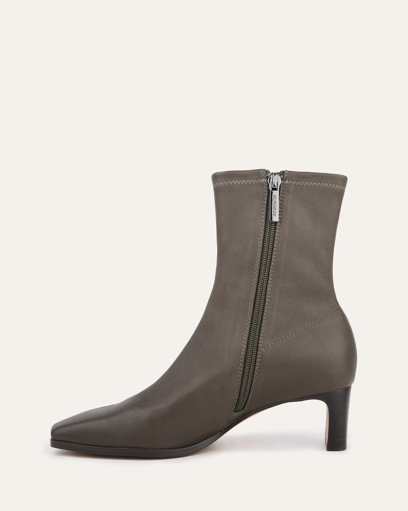 QUINCE MID ANKLE BOOTS DARK OLIVE LEATHER - Image 6