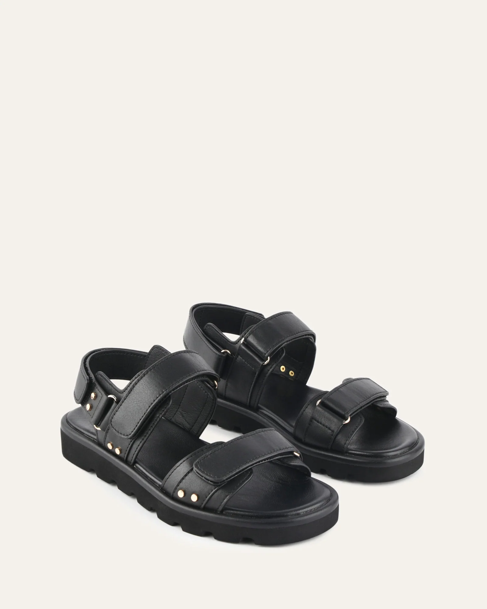RUFUS FLAT SANDALS BLACK LEATHER - Image 3