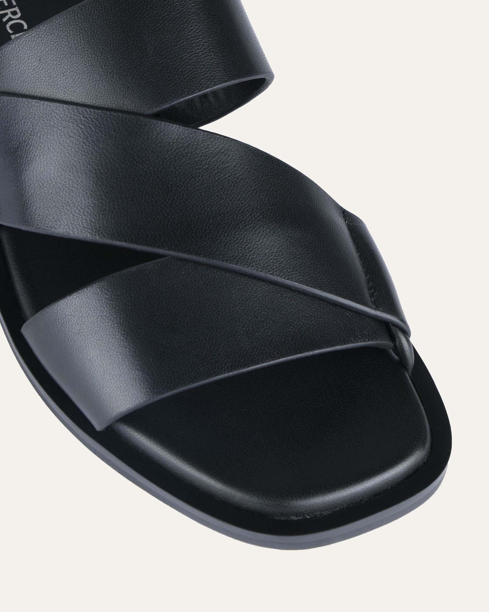 SHELBY FLAT SLIDES BLACK LEATHER - Image 4