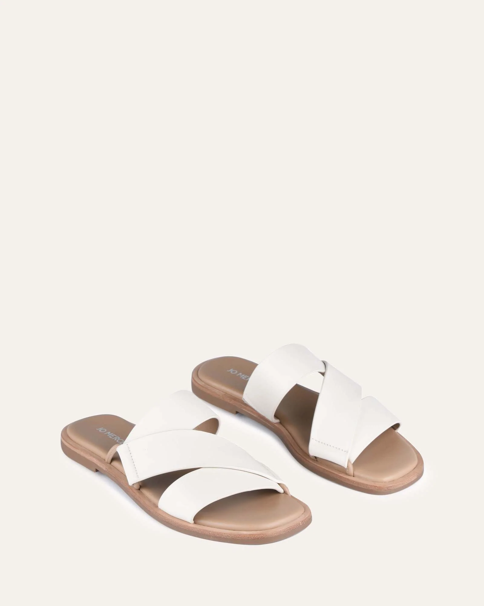 SHELBY FLAT SLIDES OFF WHITE LEATHER - Image 3