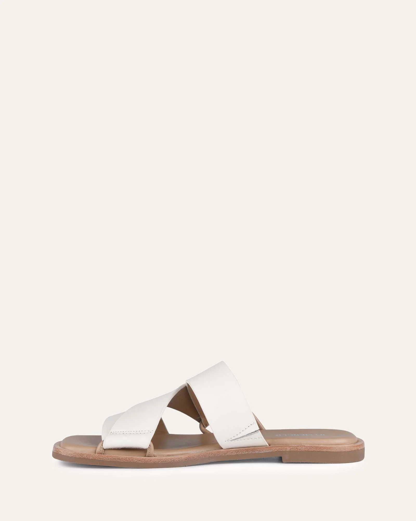 SHELBY FLAT SLIDES OFF WHITE LEATHER - Image 6