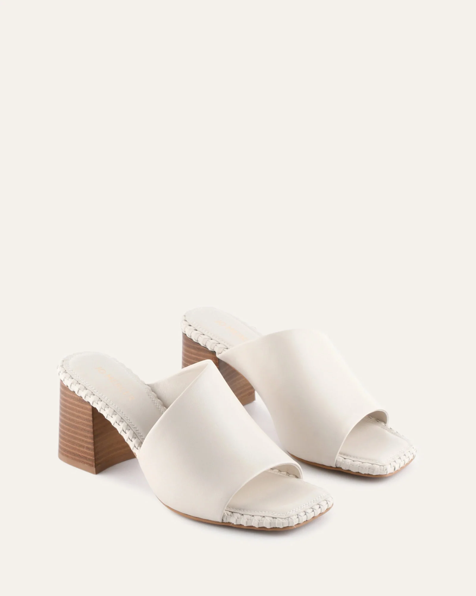 SIENNA MID HEEL SANDALS OFF WHITE LEATHER - Image 3