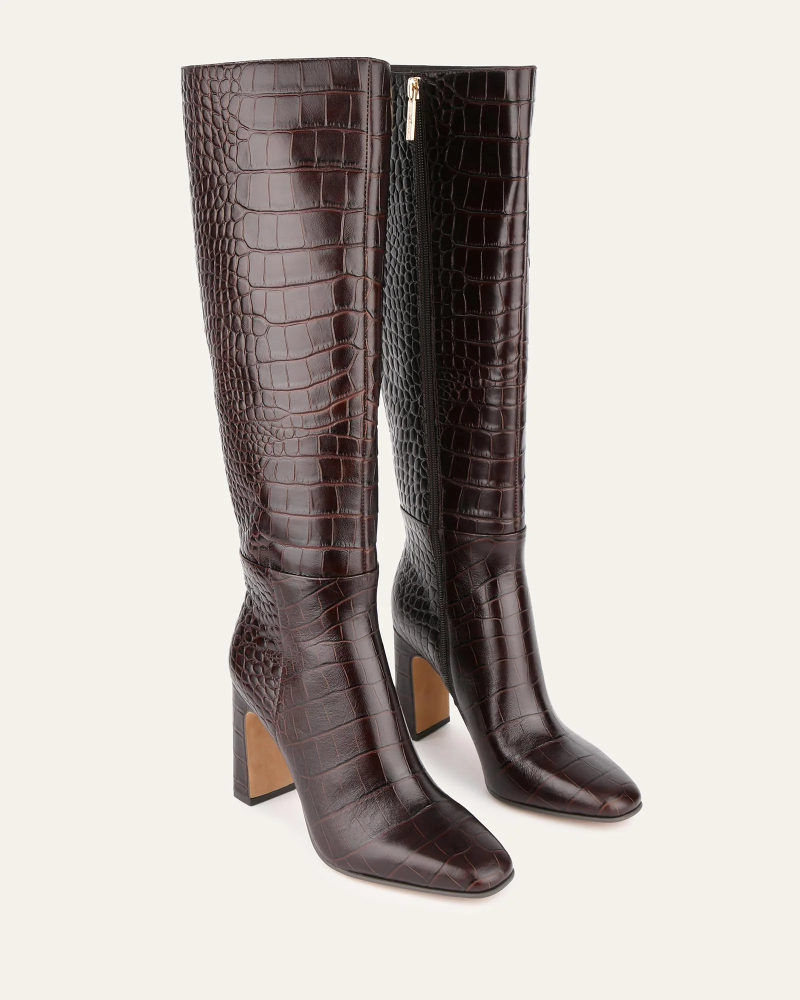 STORMI KNEE BOOTS CHOCOLATE CROC - Image 3