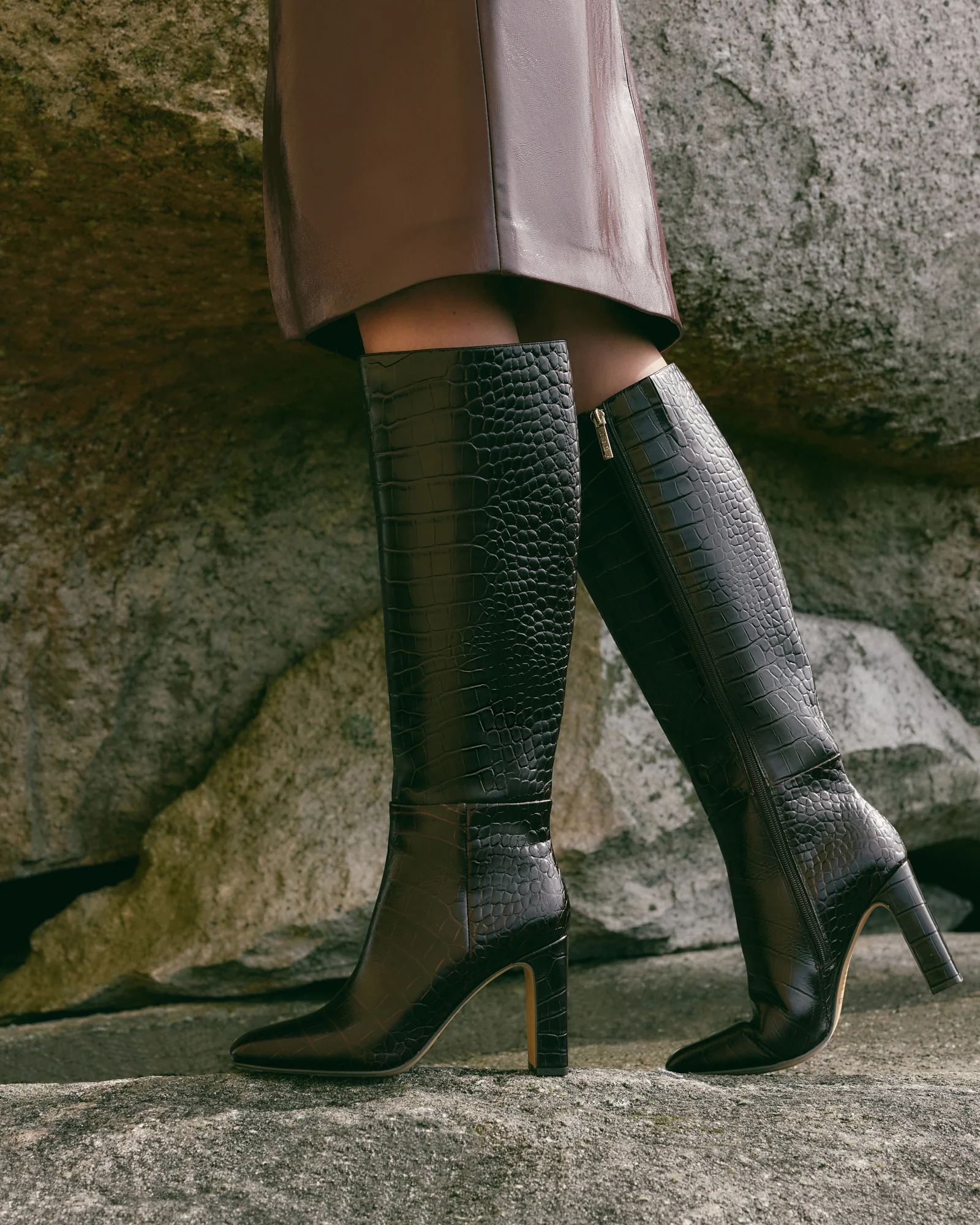 STORMI KNEE BOOTS CHOCOLATE CROC - Image 8