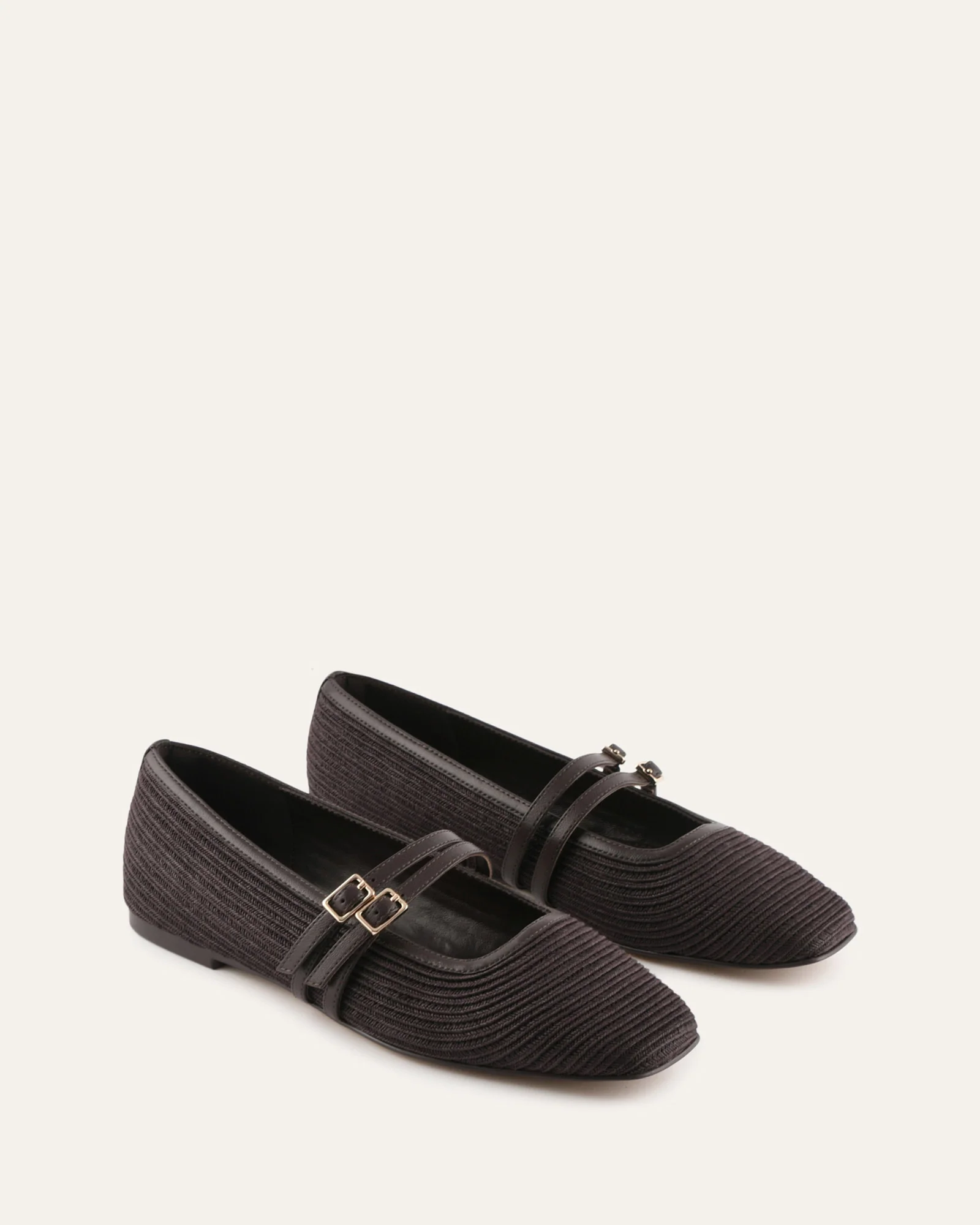 SULLIVAN BALLET FLATS BITTER CHOC RAFFIA - Image 3