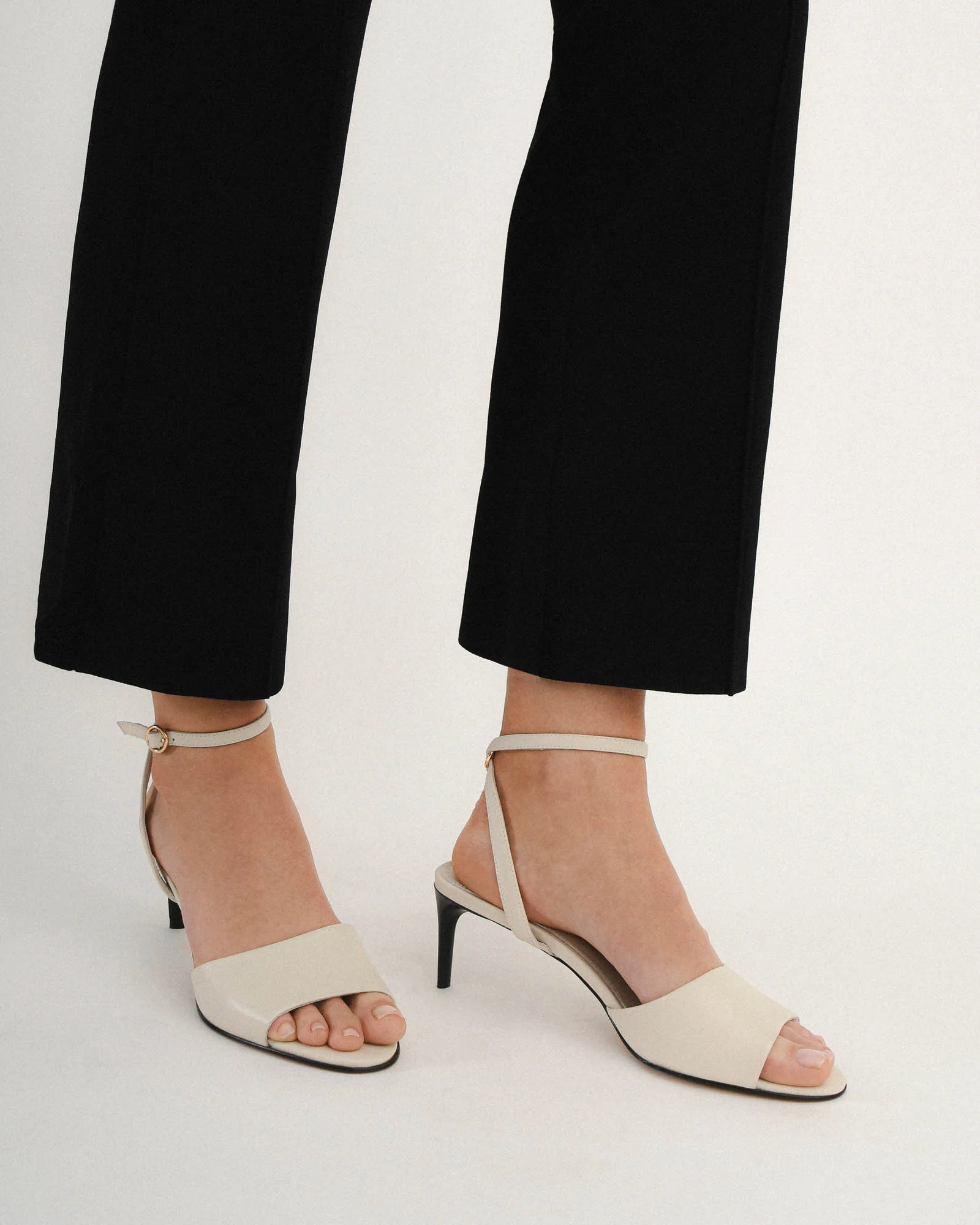 TANYA MID HEEL SANDALS OFF WHITE LEATHER - Image 8