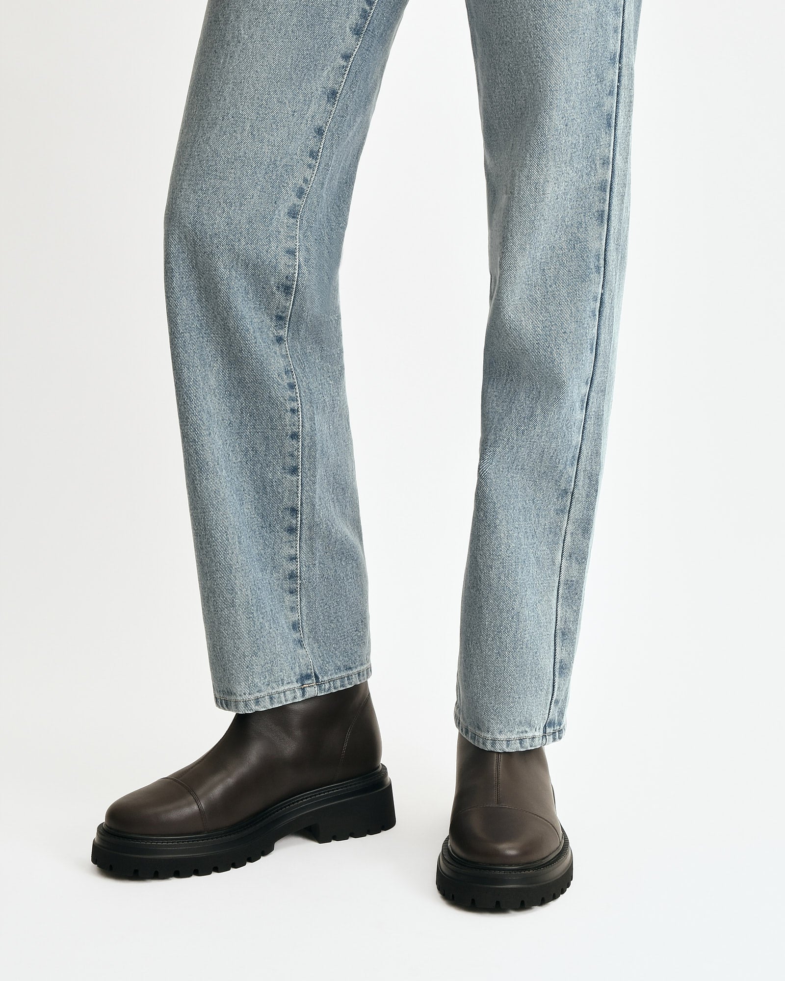TATUM FLAT ANKLE BOOTS BITTER CHOC LEATHER - Image 2