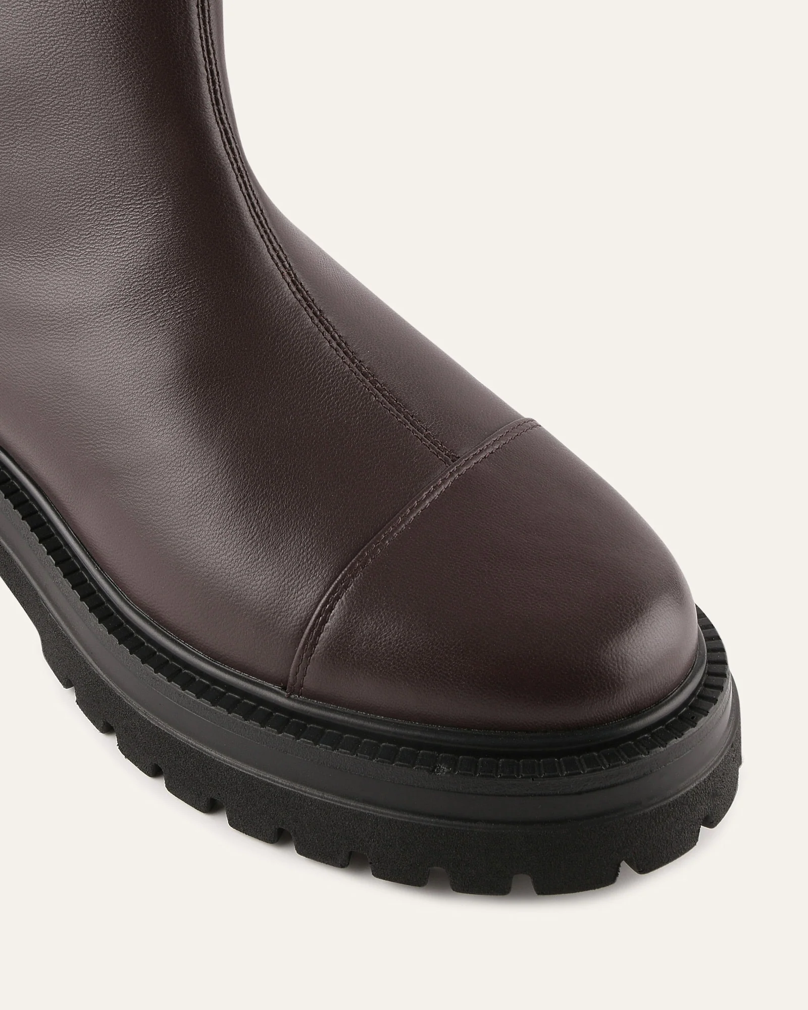 TATUM FLAT ANKLE BOOTS BITTER CHOC LEATHER - Image 4