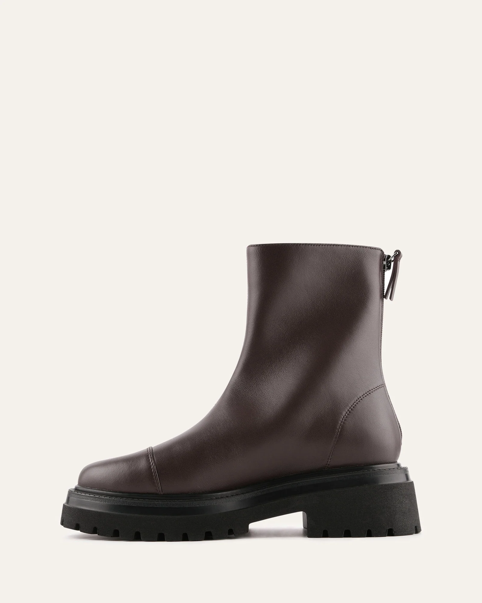 TATUM FLAT ANKLE BOOTS BITTER CHOC LEATHER - Image 6