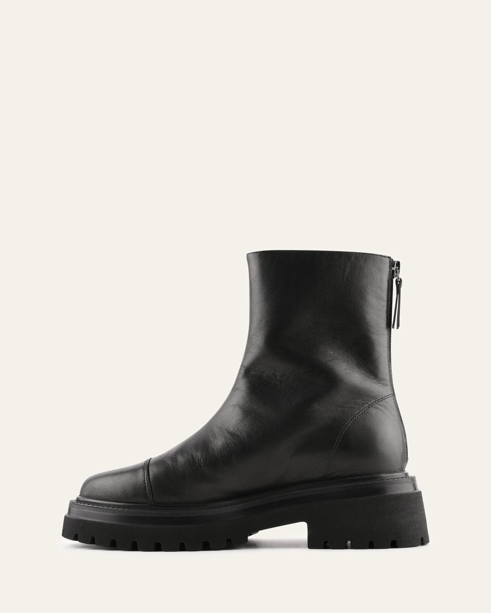 TATUM FLAT ANKLE BOOTS BLACK LEATHER - Image 6