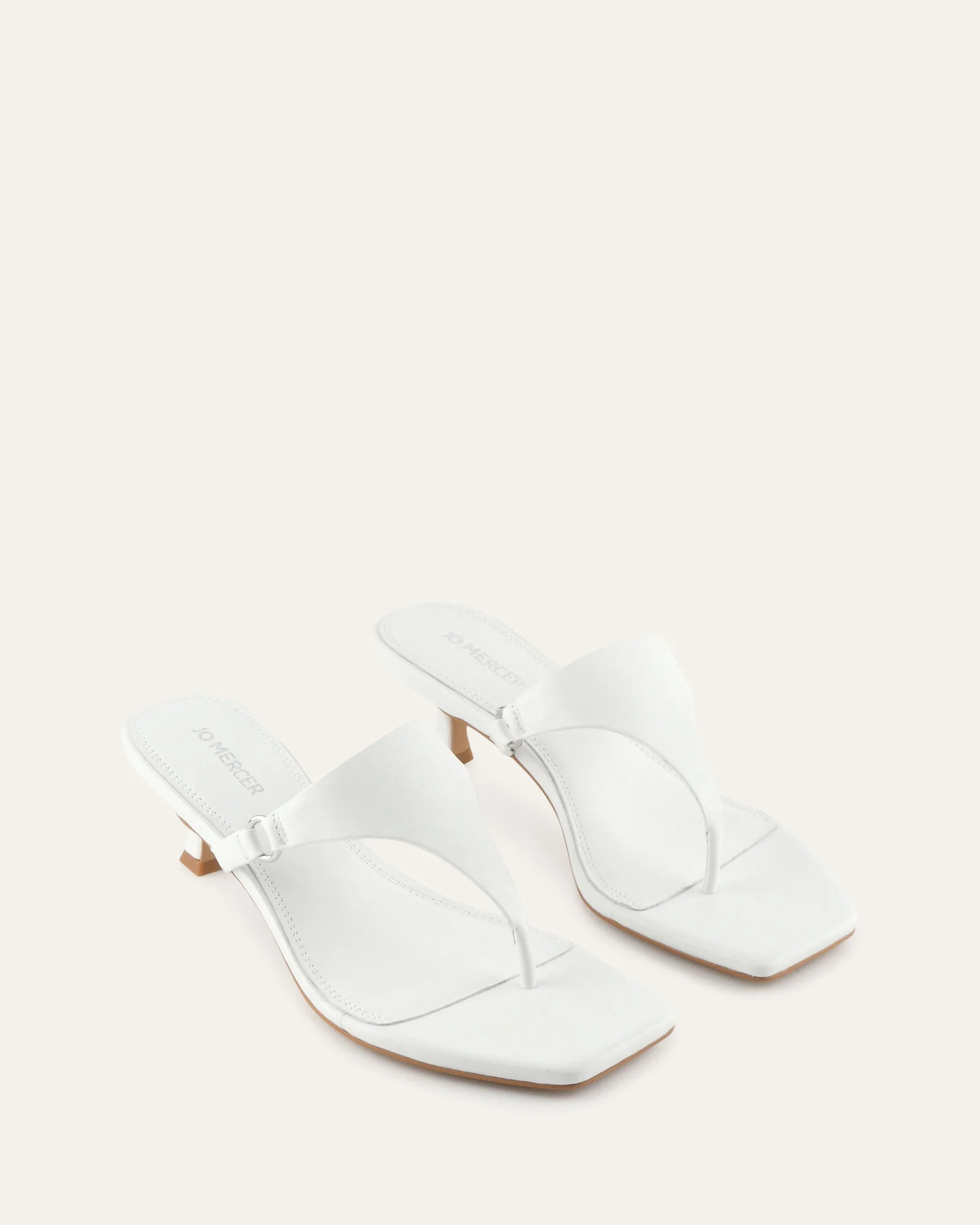 TOKEN LOW HEEL SANDALS WHITE LEATHER - Image 3